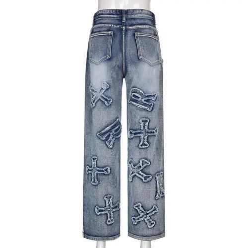 Jean Jeans With Embroidered Letters Size 28" / US 6 / IT 42 - 2 Thumbnail