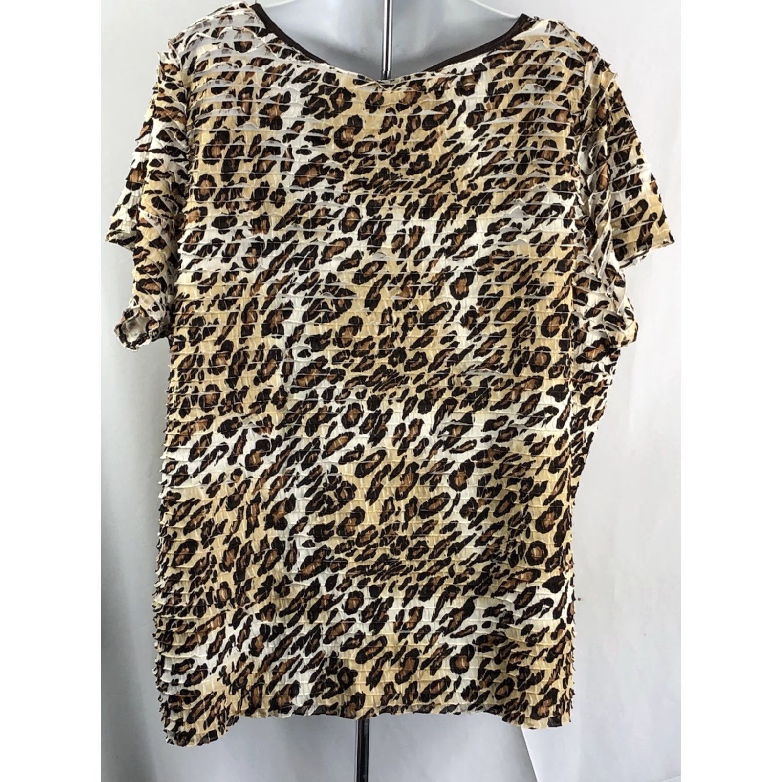 Vintage Cato Leopard Print Boat Neck Short Sleeve Layered Top 18/20w Plus Size Boho Patty 90's Womens Size 3XL / US 20-22 - 3 Thumbnail