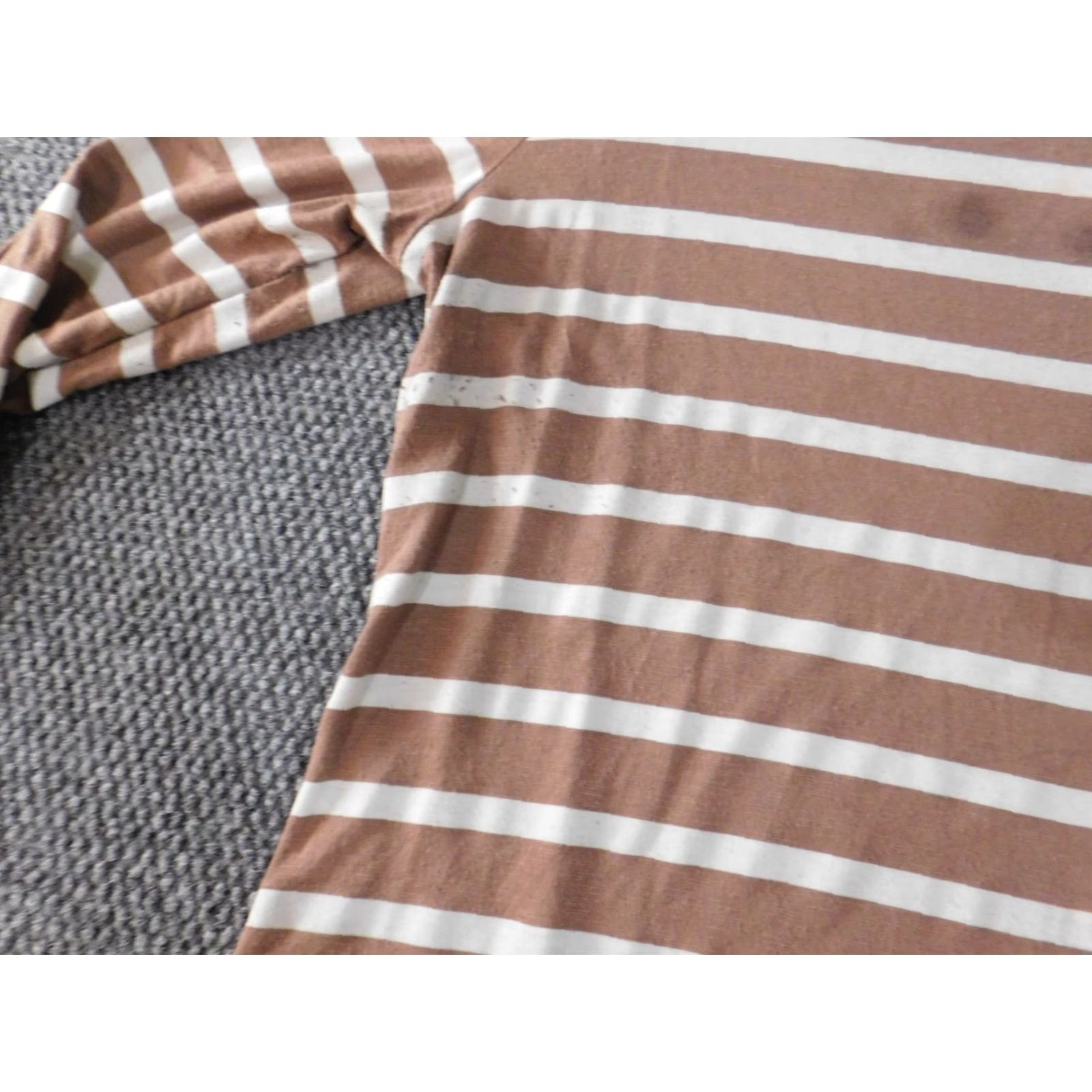 Old Navy Old Navy Blouse Womens XL Brown Luxe Striped Knit Rayon Round Neck Pullover Casual Long Sleeve Button Size XL / US 12-14 / IT 48-50 - 6 Thumbnail