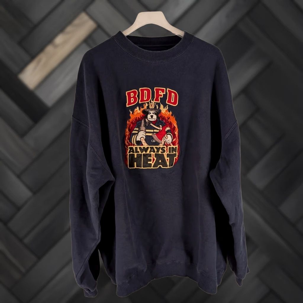 Big Dogs VINTAGE Big Dogs Sweatshirt BDFD Always In Heat Embroidered Navy Blue 2XL Men Pullover Sweatshirt Size US XXL / EU 58 / 5 - 1 Thumbnail