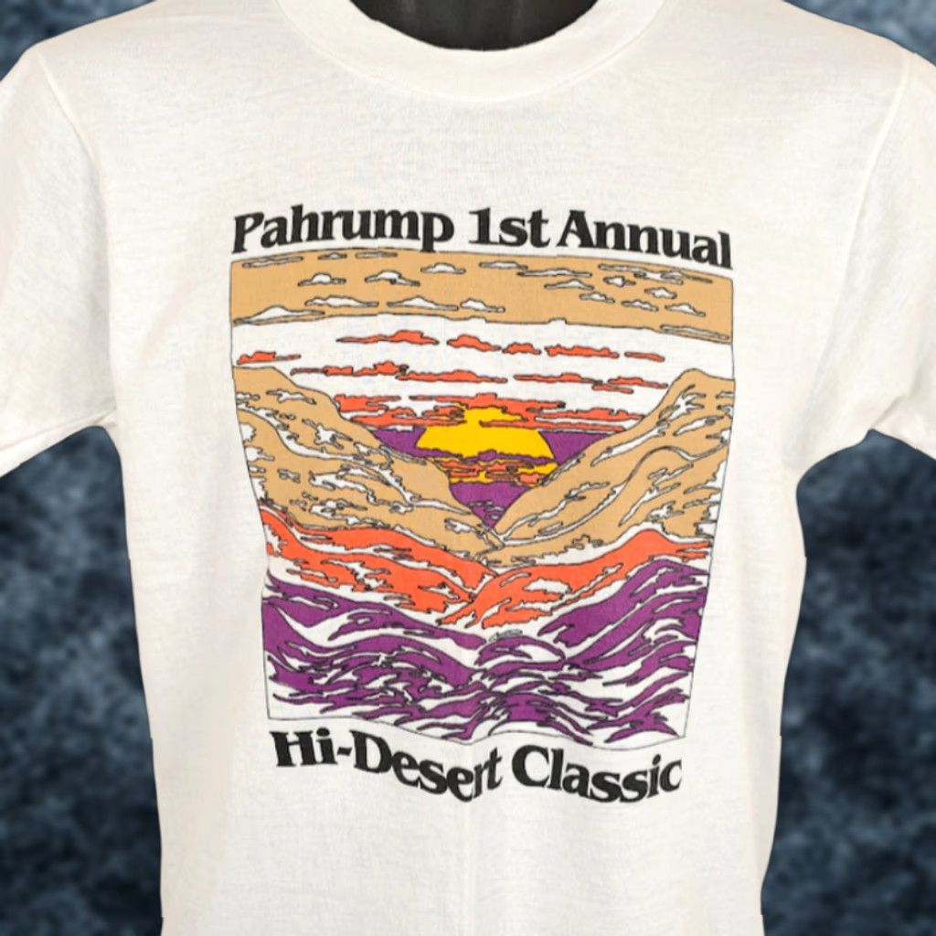 Vintage VINTAGE Pahrump Hi Desert Classic T Shirt Mens Small White 80s Run Marathon Made In USA Size US S / EU 44-46 / 1 - 1 Thumbnail
