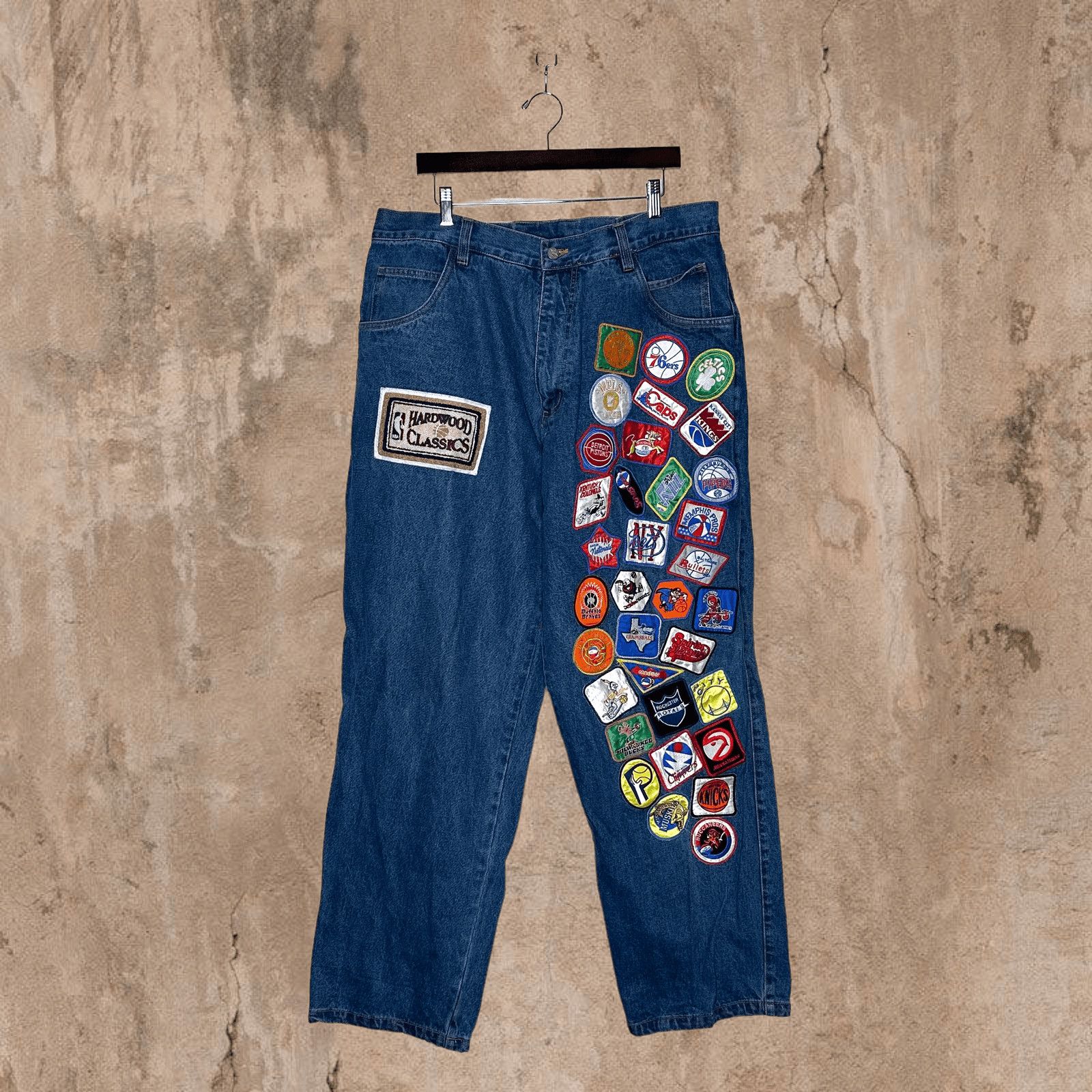 image of Crazy Vintage Y2K Jeff Hamilton Skate Jeans Baggy Wide Leg in Blue, Men's (Size 38)