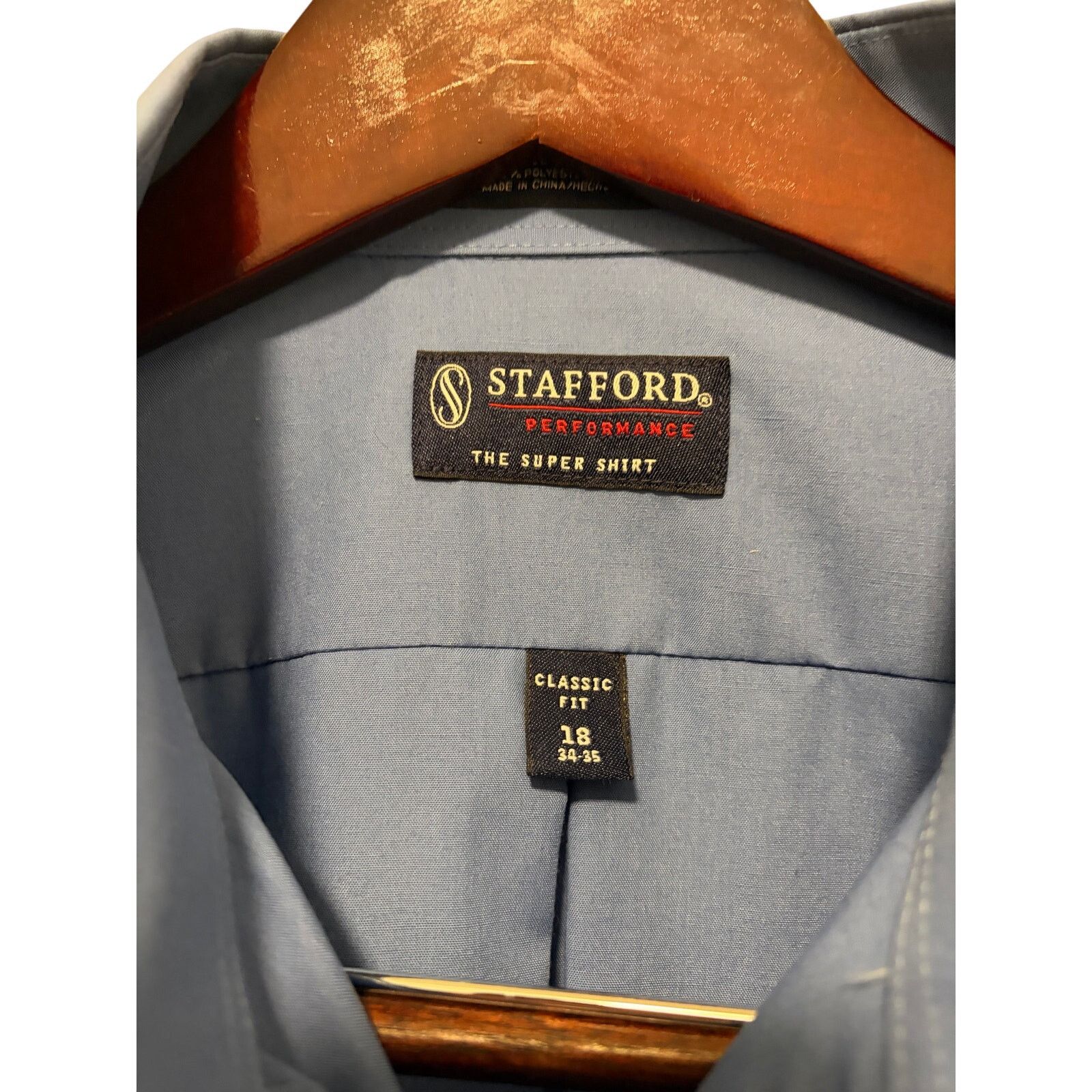 Stafford Stafford Blue Classic Fit Cotton Dress Shirt Size US XXL / EU 58 / 5 - 3 Thumbnail