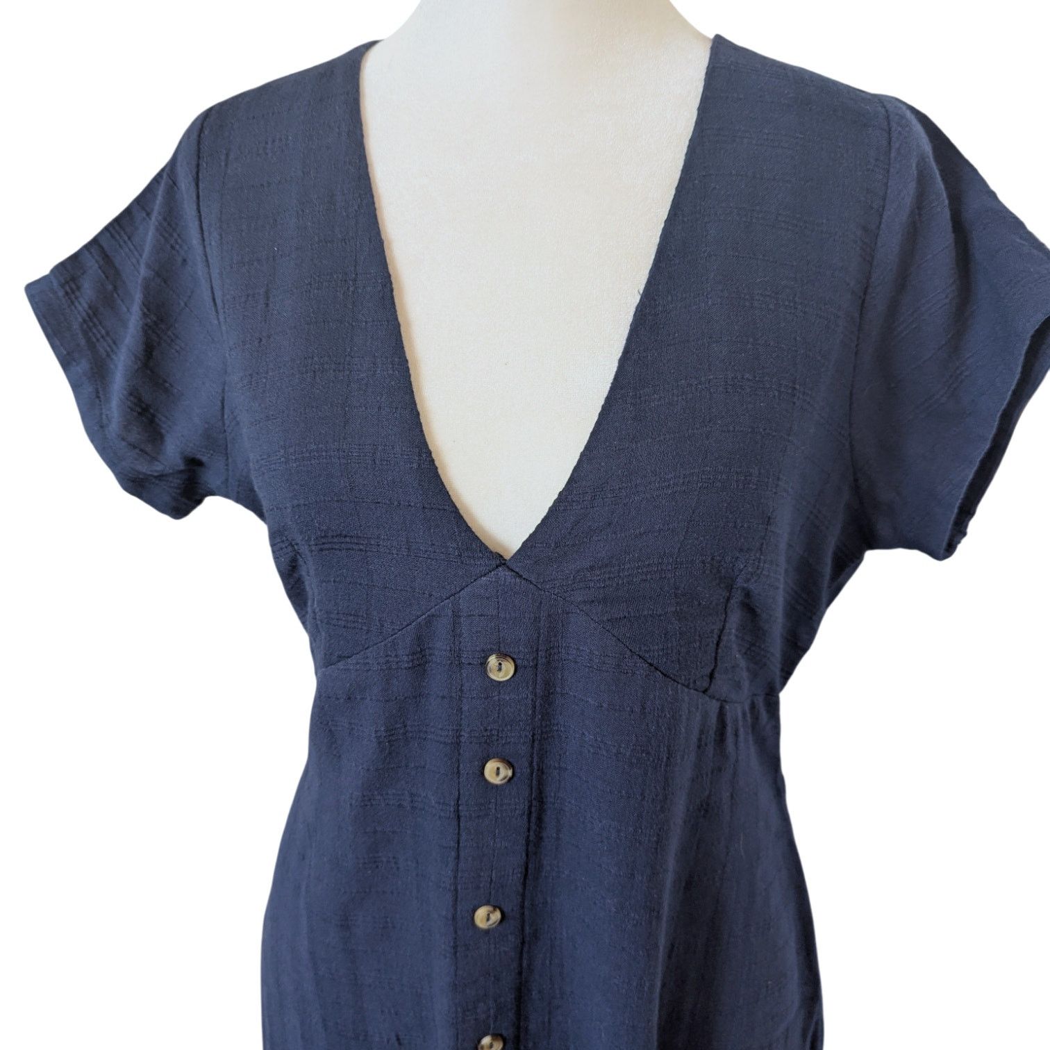 Other Venus Navy Blue Deep V-Neck Cotton Summer Dress Size 6 Size M / US 6-8 / IT 42-44 - 4 Thumbnail