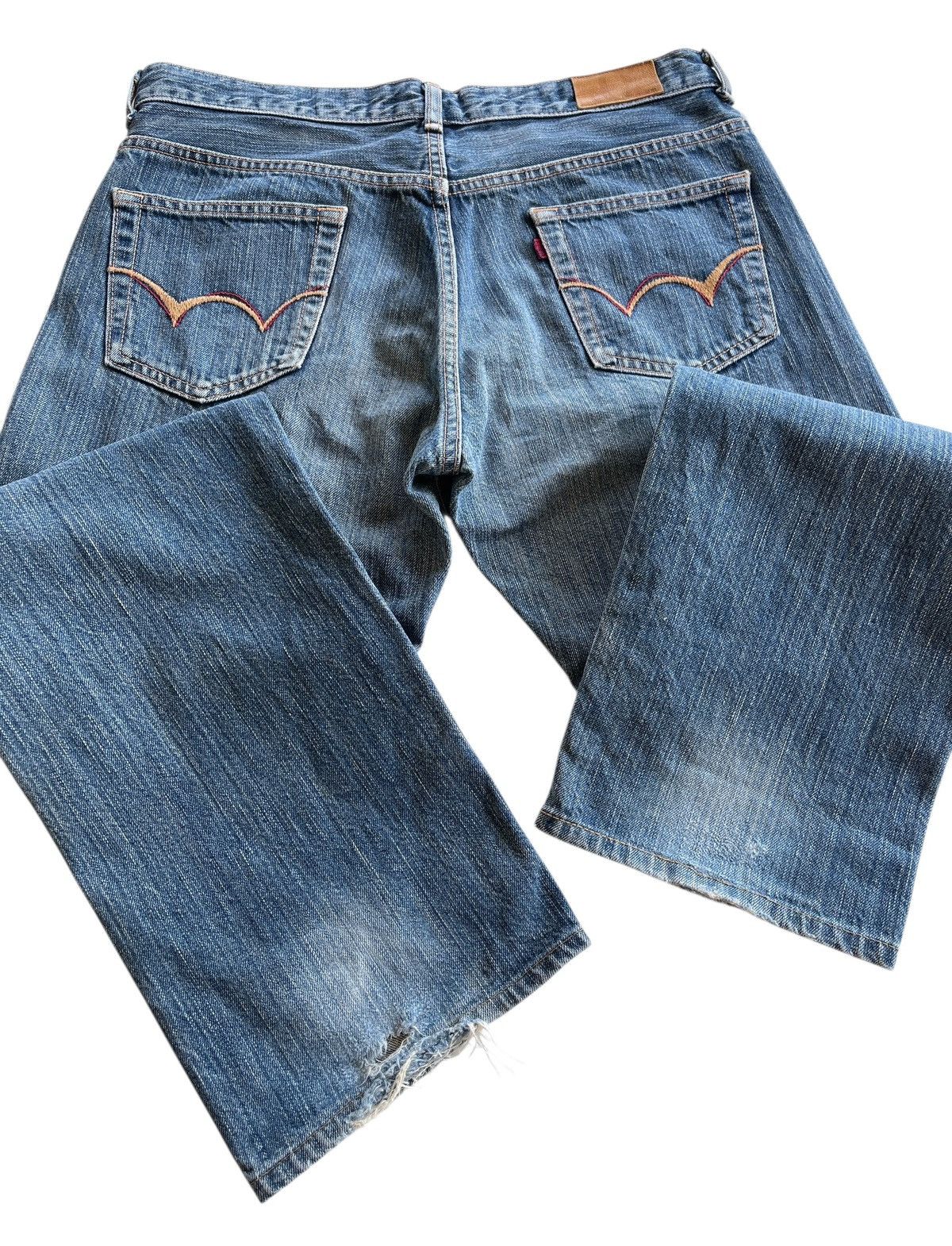 Vintage Edwin Miss 503 WS Distressed Denim Jeans Size 31" - 9 Thumbnail