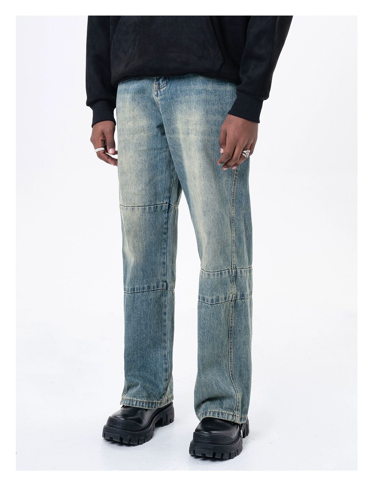 washed faded y2k patchwork jeans