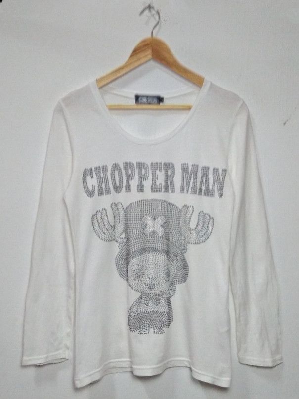 Anime TONY CHOPPER MAN One Piece Crystals White Scoop Neck Tee Size L / US 10 / IT 46 - 3 Thumbnail