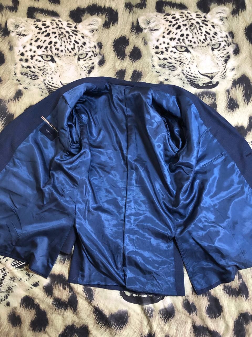 Burberry BURBERRY Blazer Wool Blend Double Breasted checkered Blue Size 44L - 15 Thumbnail