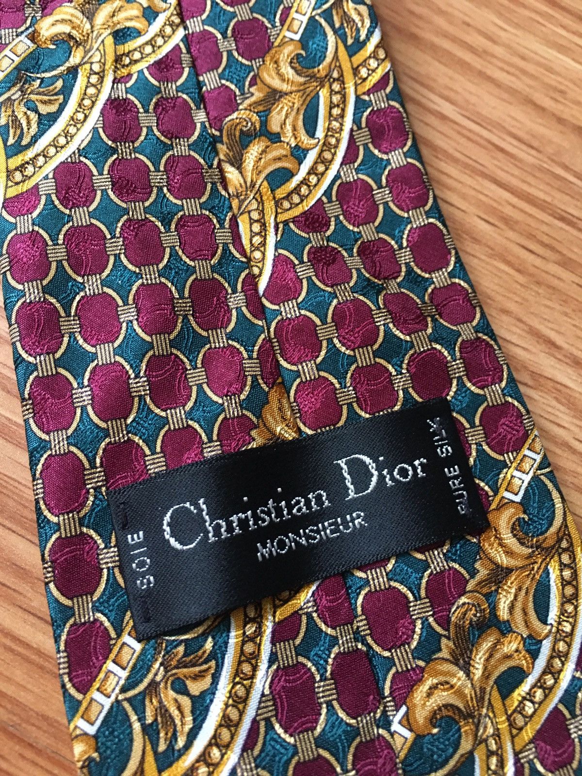 Christian Dior Monsieur × Dior × Vintage Christian Dior Red Vintage Jacquard Silk Mens Neck Tie Size ONE SIZE - 4 Thumbnail