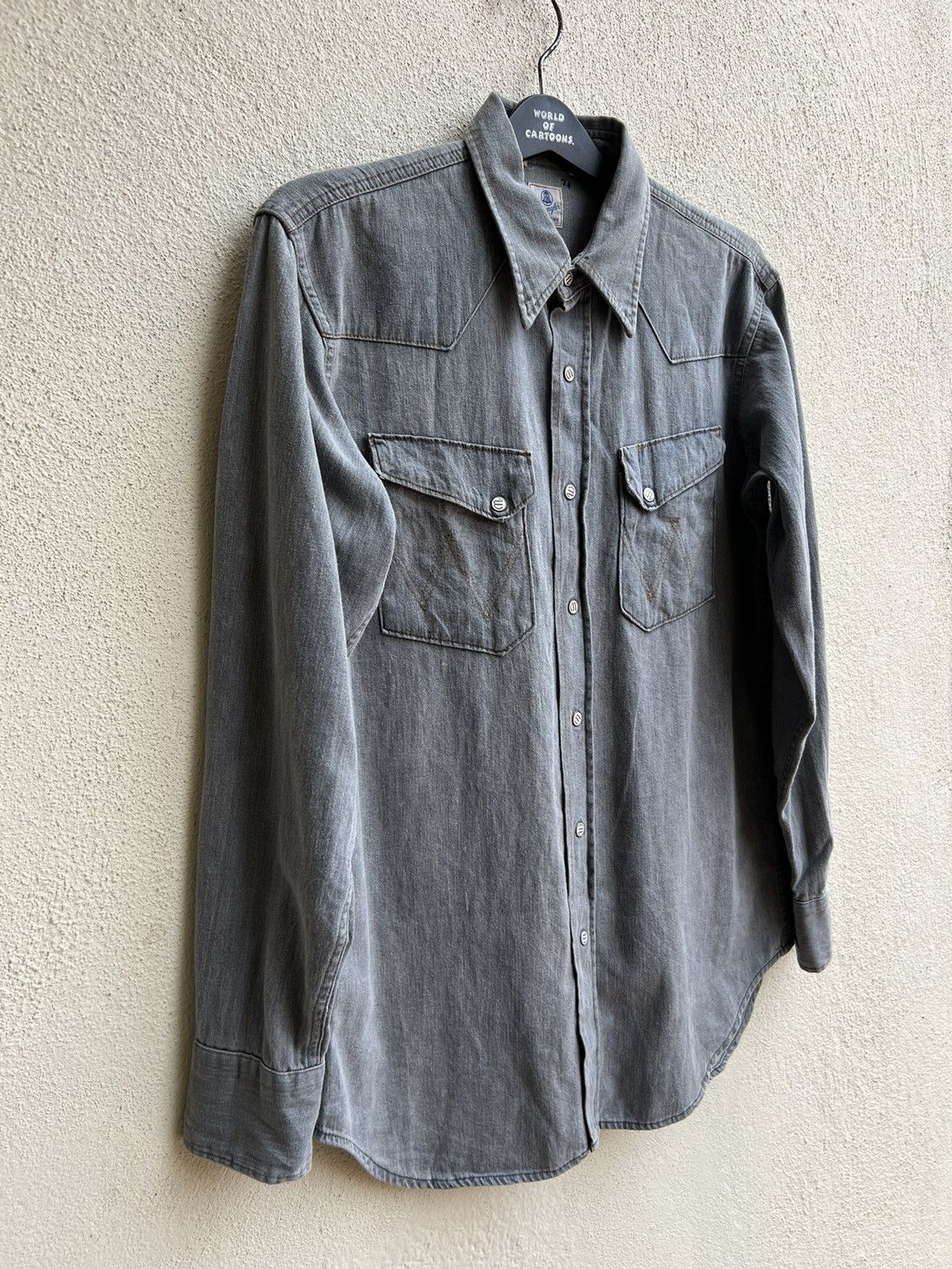 Vintage Vintage 90s Wrangler Blue Bell Grey Denim Western Shirt Size US M / EU 48-50 / 2 - 9 Thumbnail