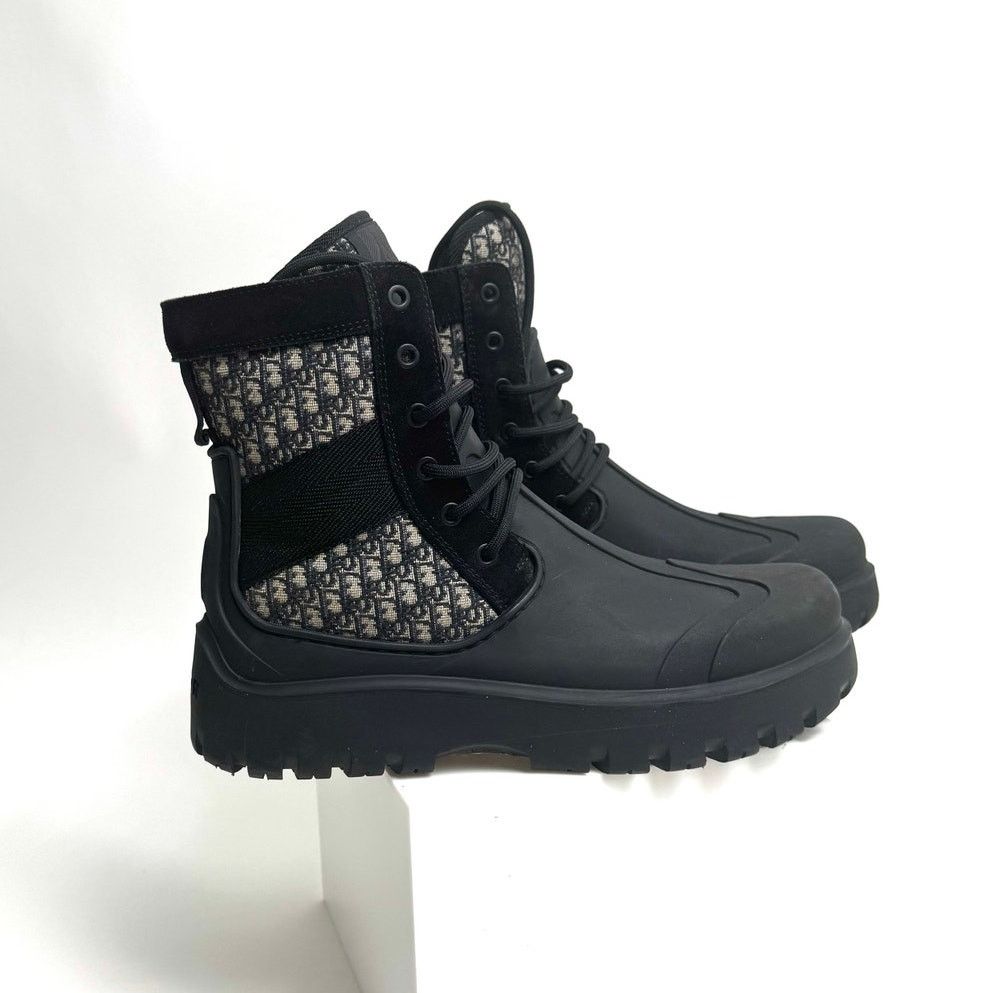 Dior Dior Garden Oblique Black/Beige Lace Up Combat Boots Size 41 Size US 8 / EU 41 - 24 Thumbnail