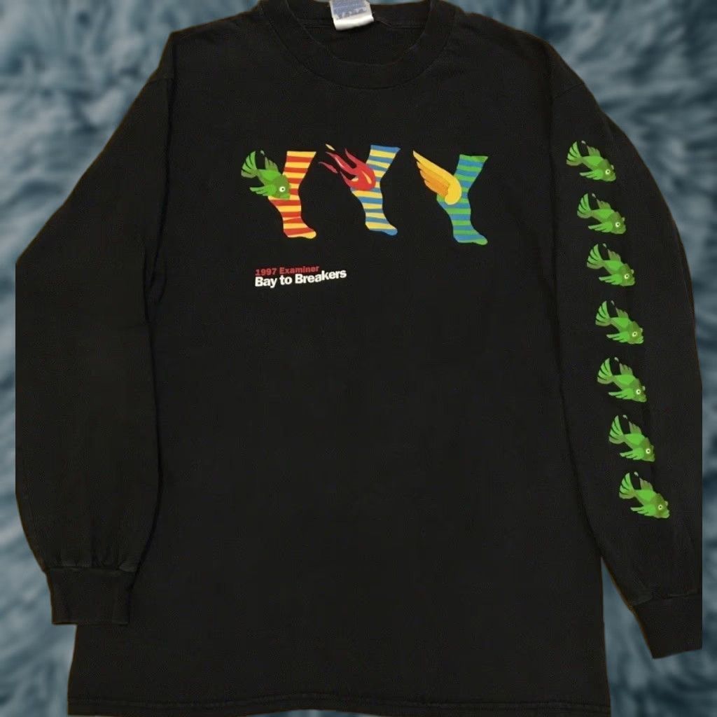 Nordstrom VINTAGE 90s Nordstrom Abstract Fish Faded Shirt M Black Men T-Shirt Long Sleeve USA Surf Beach Size US M / EU 48-50 / 2 - 1 Thumbnail