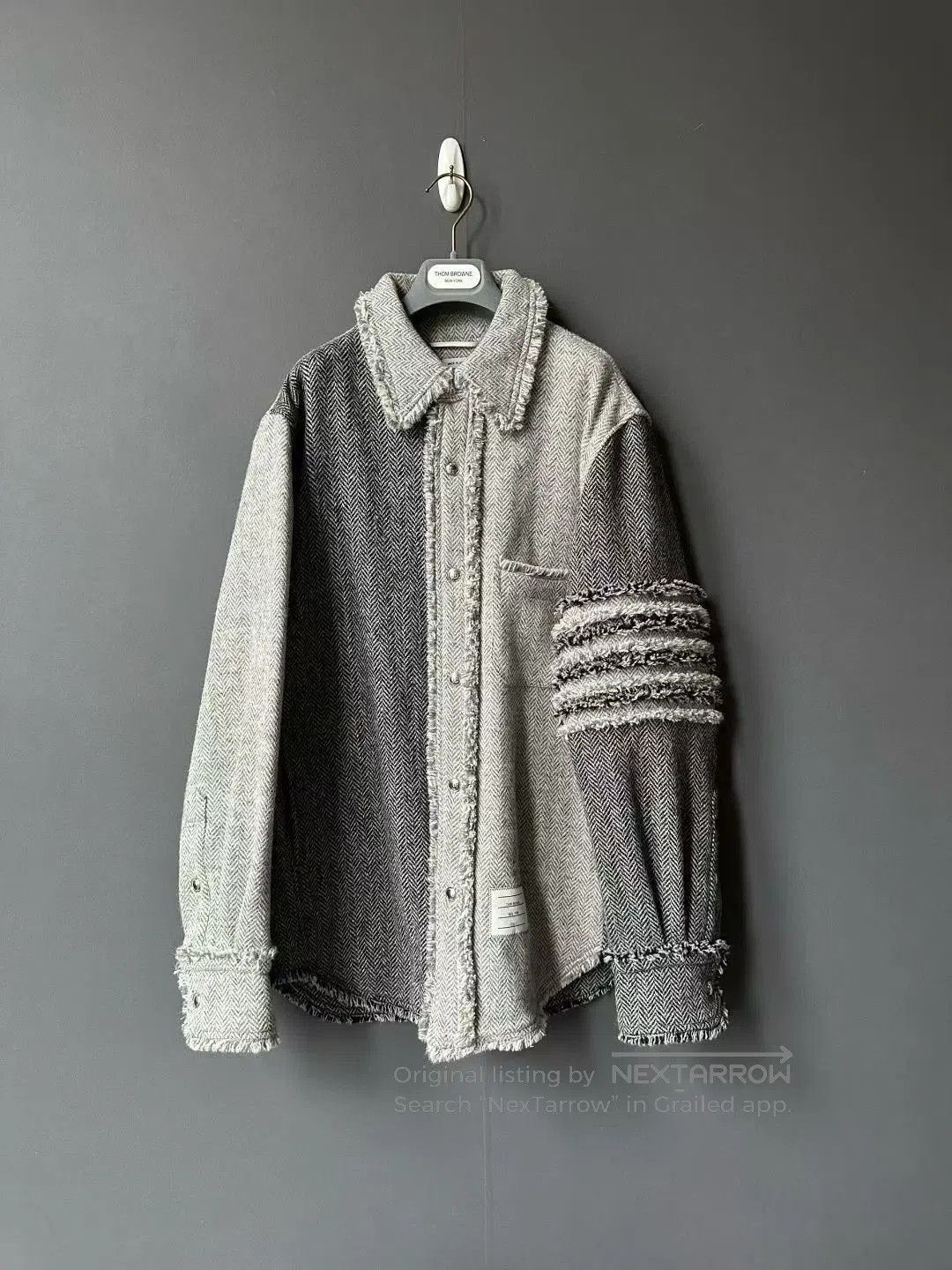 Thom Browne Thom Browne Gray Frayed Wool Shirt Jacket. Size US L / EU 52-54 / 3 - 1 Thumbnail