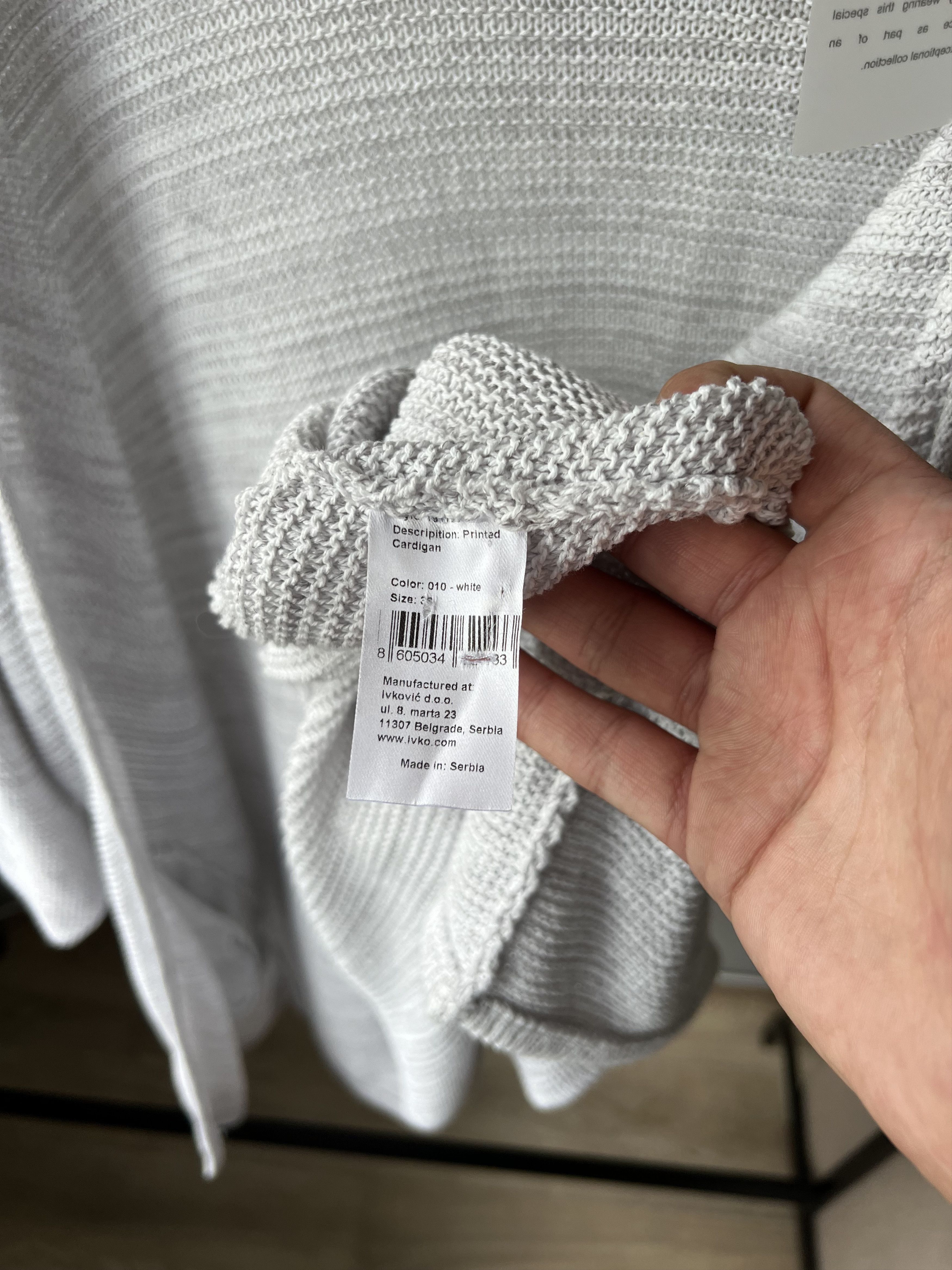 Designer Ivko White Printed Stars Knitted Oversized Women's Cardigan Size XS / US 0-2 / IT 36-38 - 10 Thumbnail