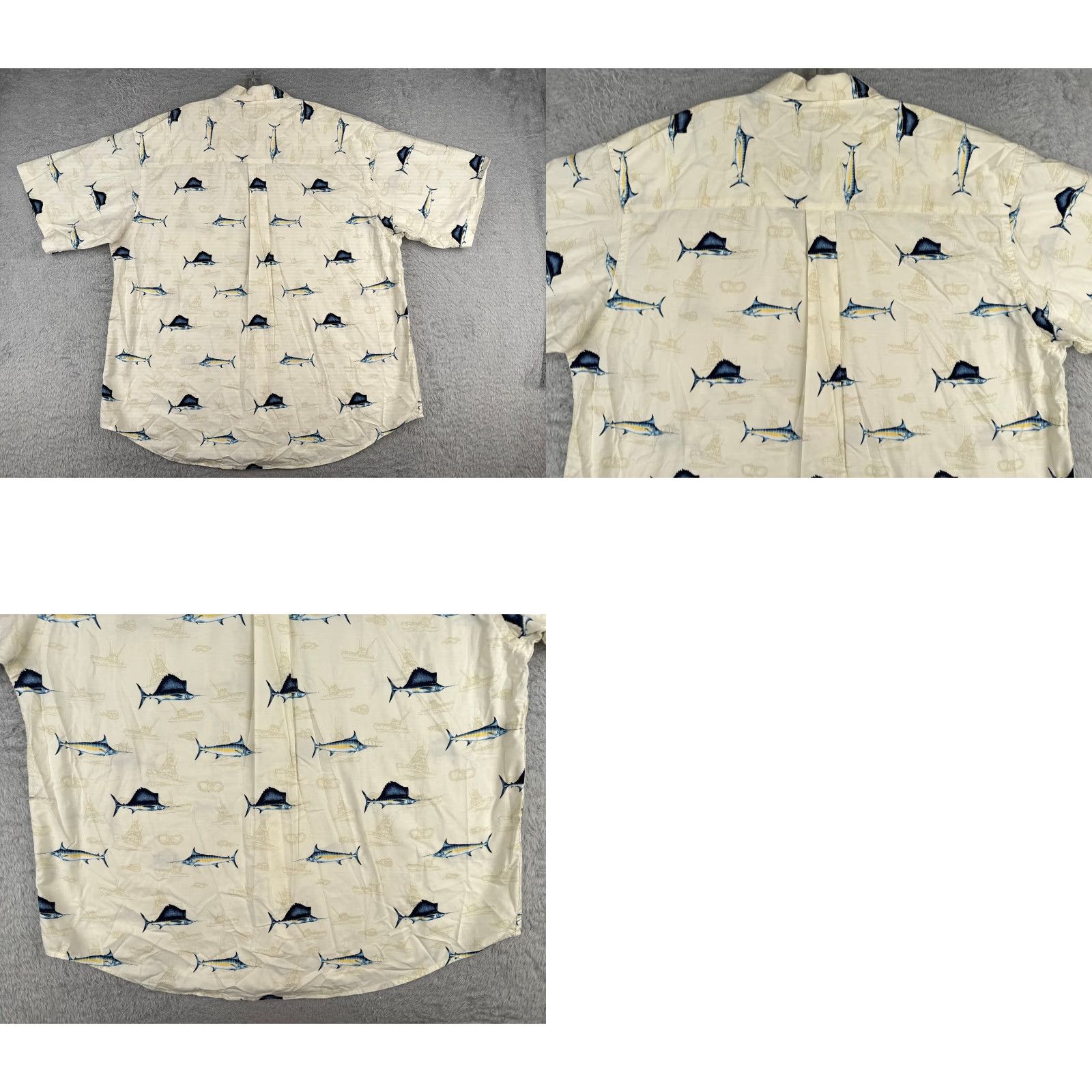 Nautica Puritan Shirt Men XL Ivory Button-Up Hawaiian 100% Cotton Aloha Beach Vacation Resort Short Sleeve Graphic Print Casual 60s? Size US XL / EU 56 / 4 - 9 Thumbnail