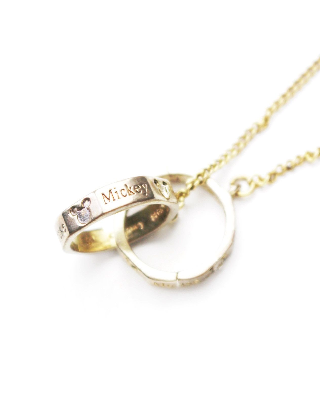 Japanese Brand 2000S DISNEY MICKEY & MINNIE INTERLOCKING RINGS NECKLACE Size ONE SIZE - 4 Thumbnail