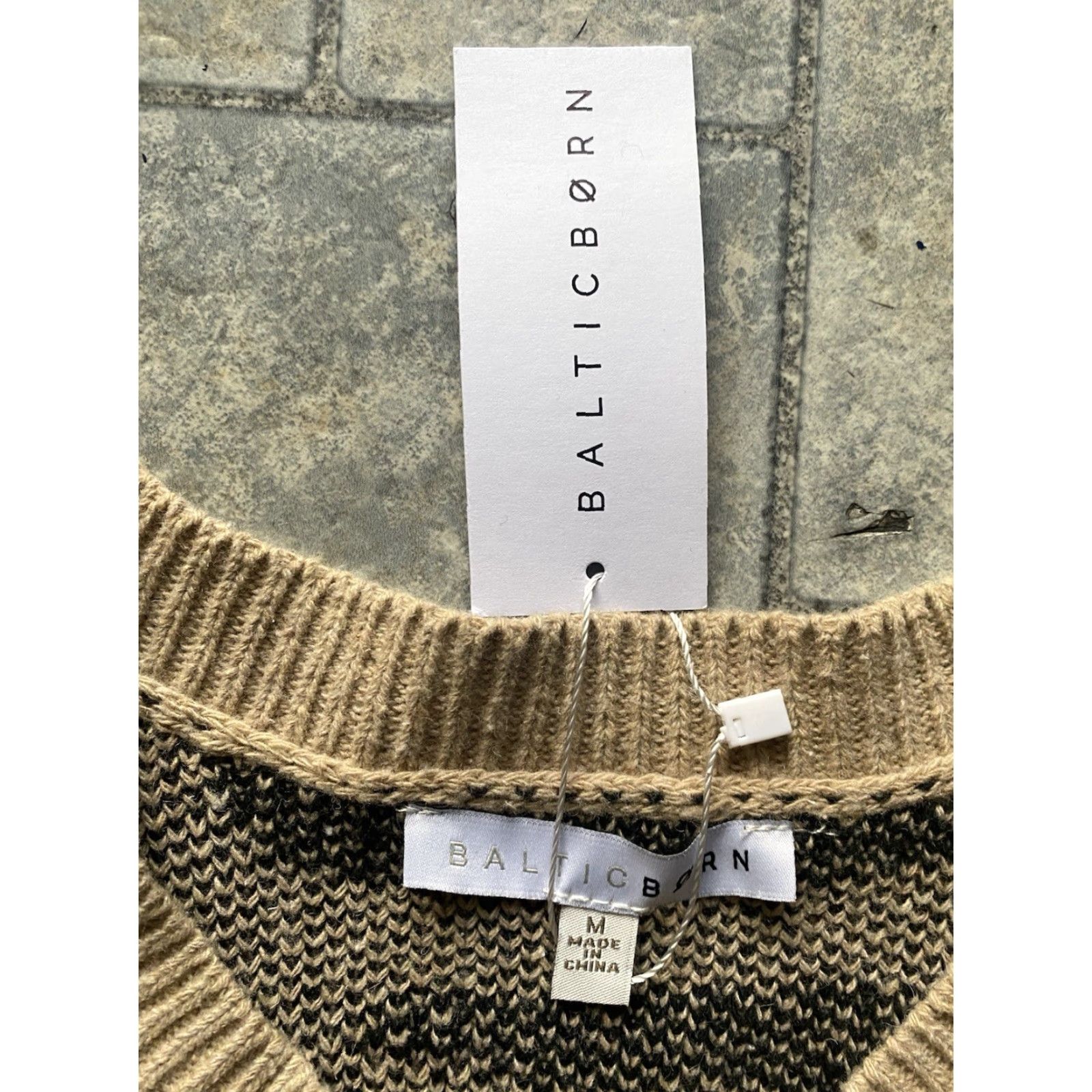 Born Baltic Born WOMENS MEDIUM Sweater Tan + Black Jonas Animal Print NEW WITH TAGS Size M / US 6-8 / IT 42-44 - 5 Thumbnail