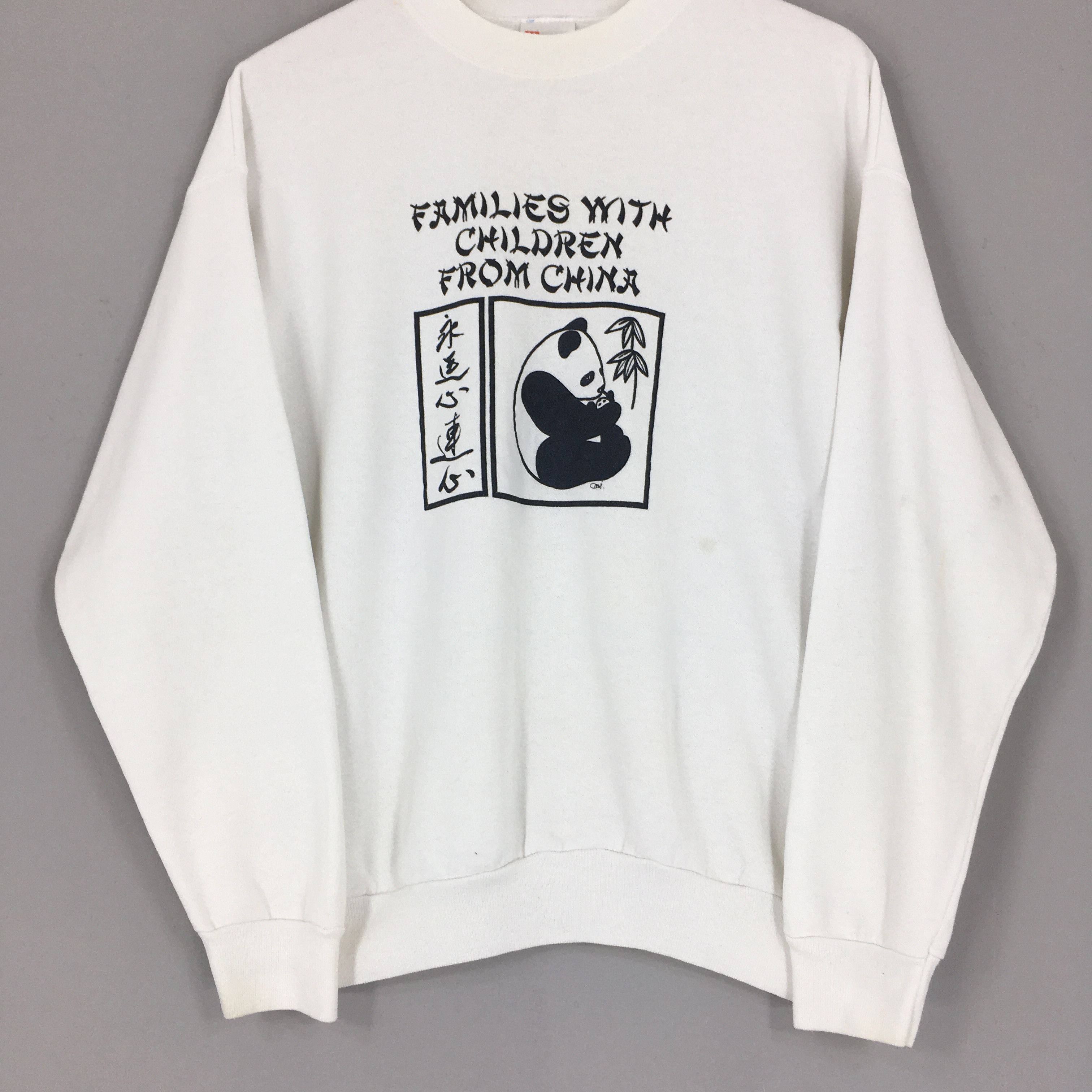 Hanes Vintage 90s Giant Panda Wildlife Sweatshirt Large Size US L / EU 52-54 / 3 - 3 Thumbnail