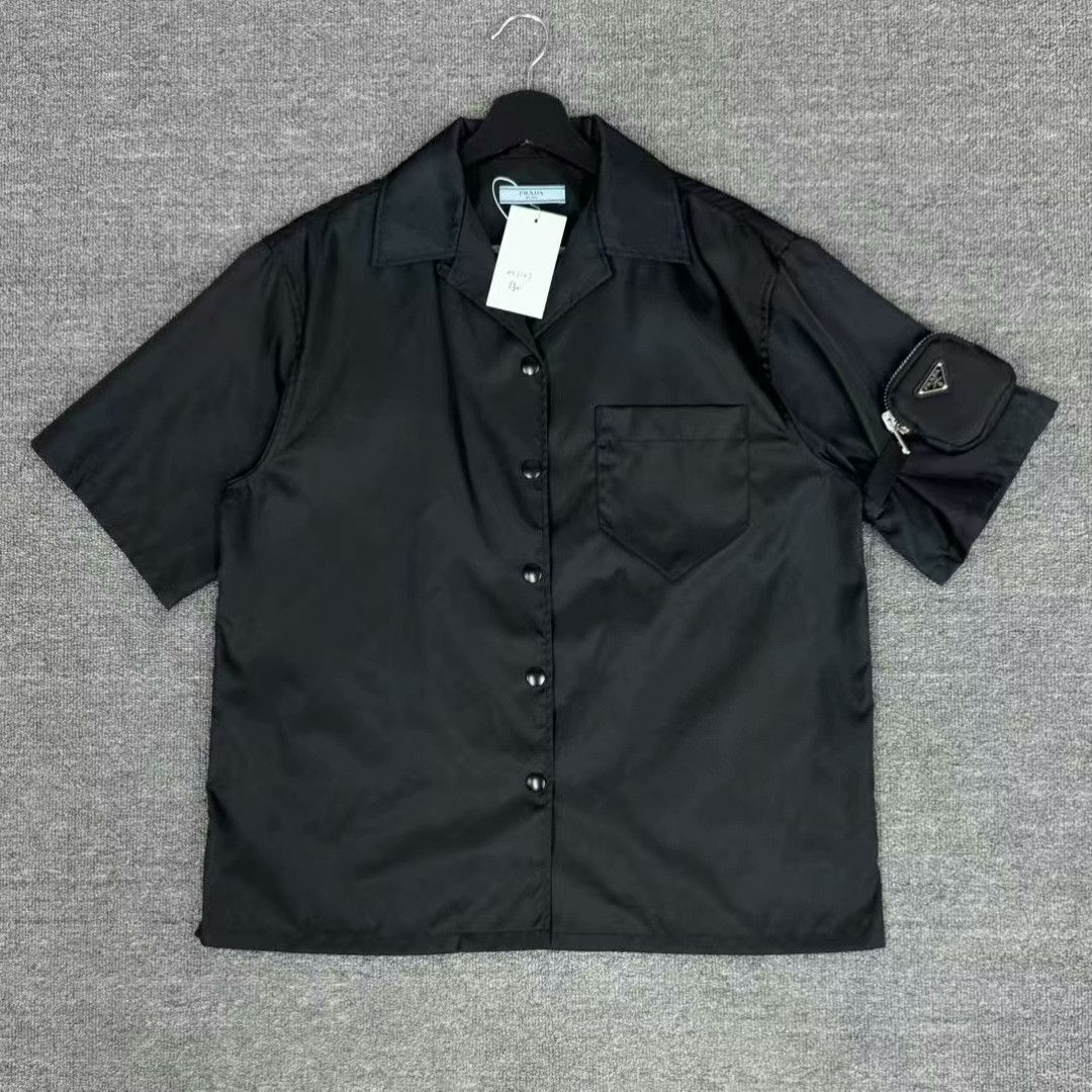 prada logo nylon short sleeve shirt