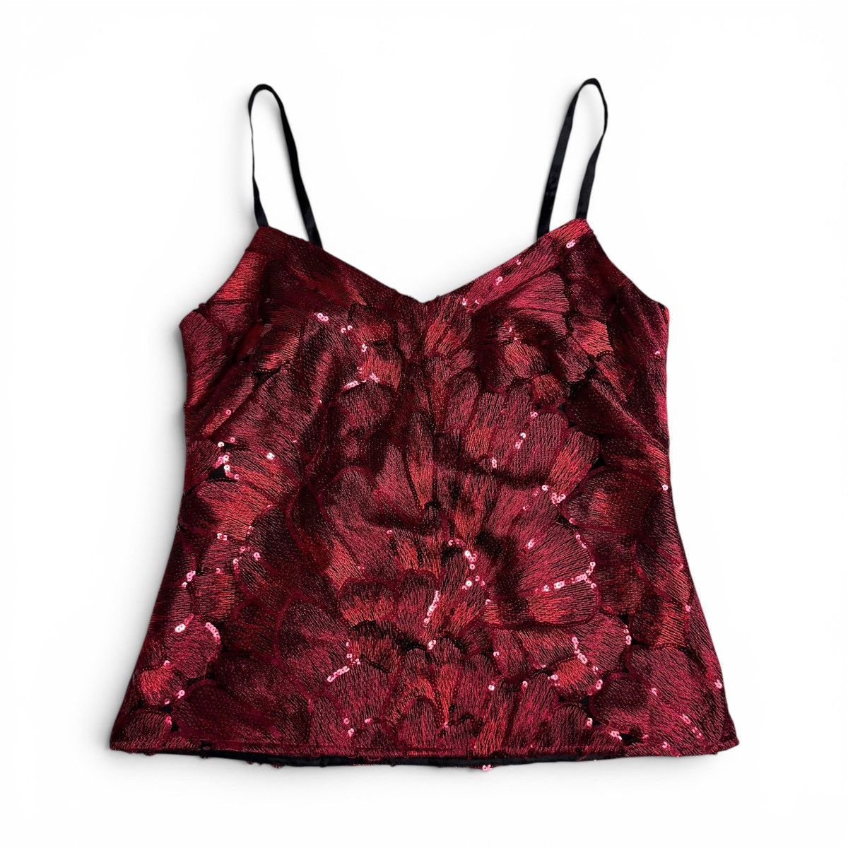 White House Black Market Y2K White House Black Market Red Floral Sequin Corset Tank Size XS / US 0-2 / IT 36-38 - 1 Thumbnail
