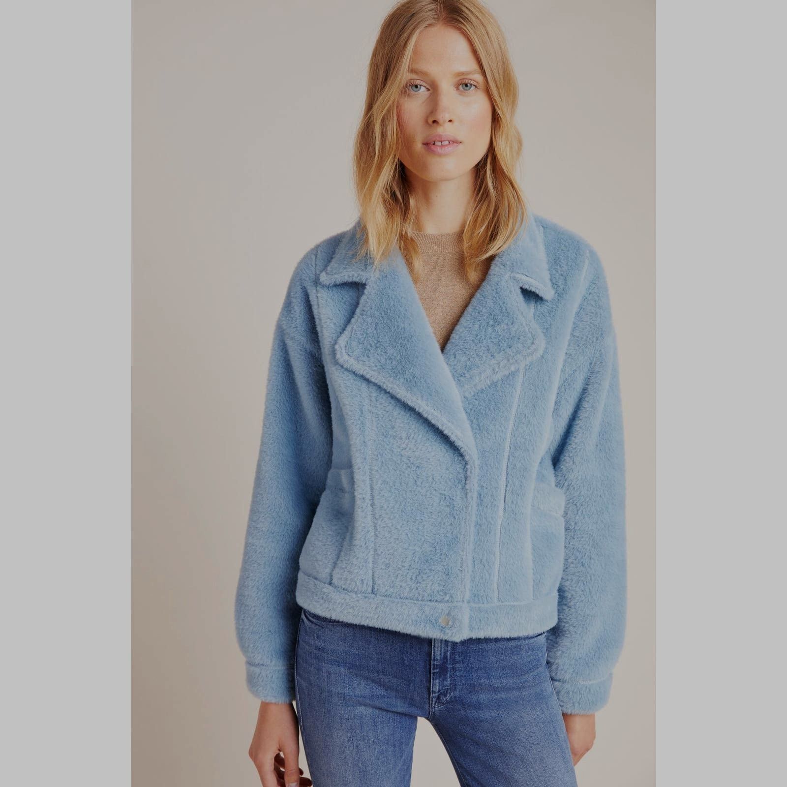 Anthropologie Anthropologie Sherpa Swan Coat by FRNCH $198 Blue MEDIUM Size M / US 6-8 / IT 42-44 - 3 Thumbnail