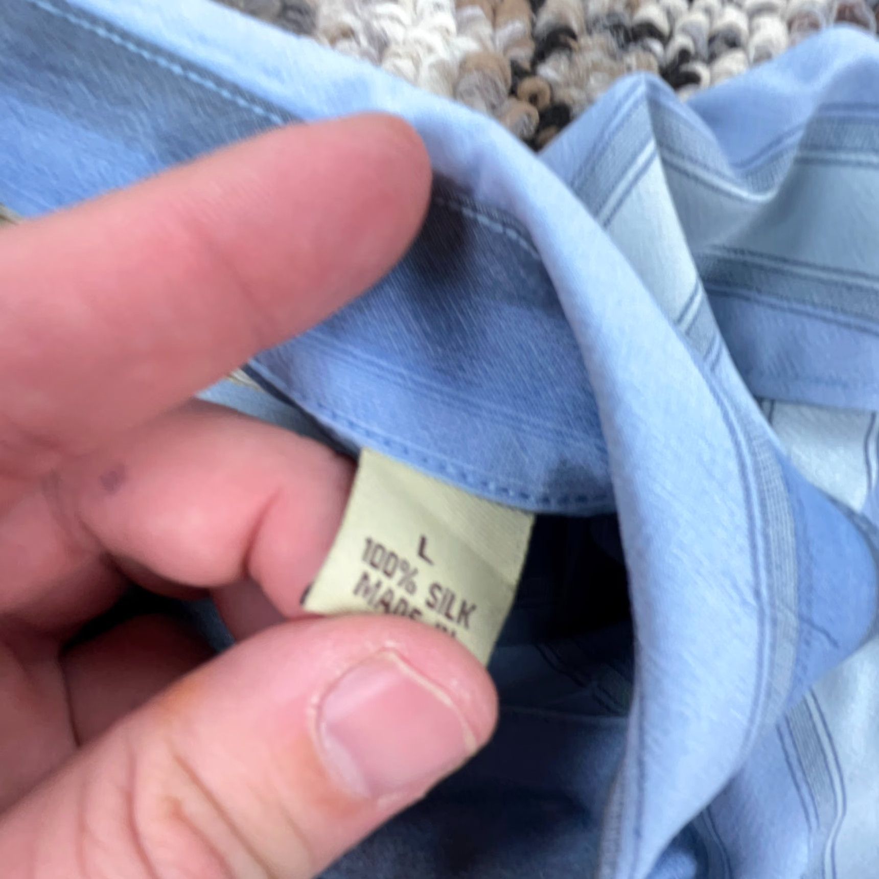 Tommy Bahama VINTAGE Tommy Bahama Men's Shirt Large Blue Silk Button-Up Striped Beach Classic Camp Hula Size US L / EU 52-54 / 3 - 5 Thumbnail
