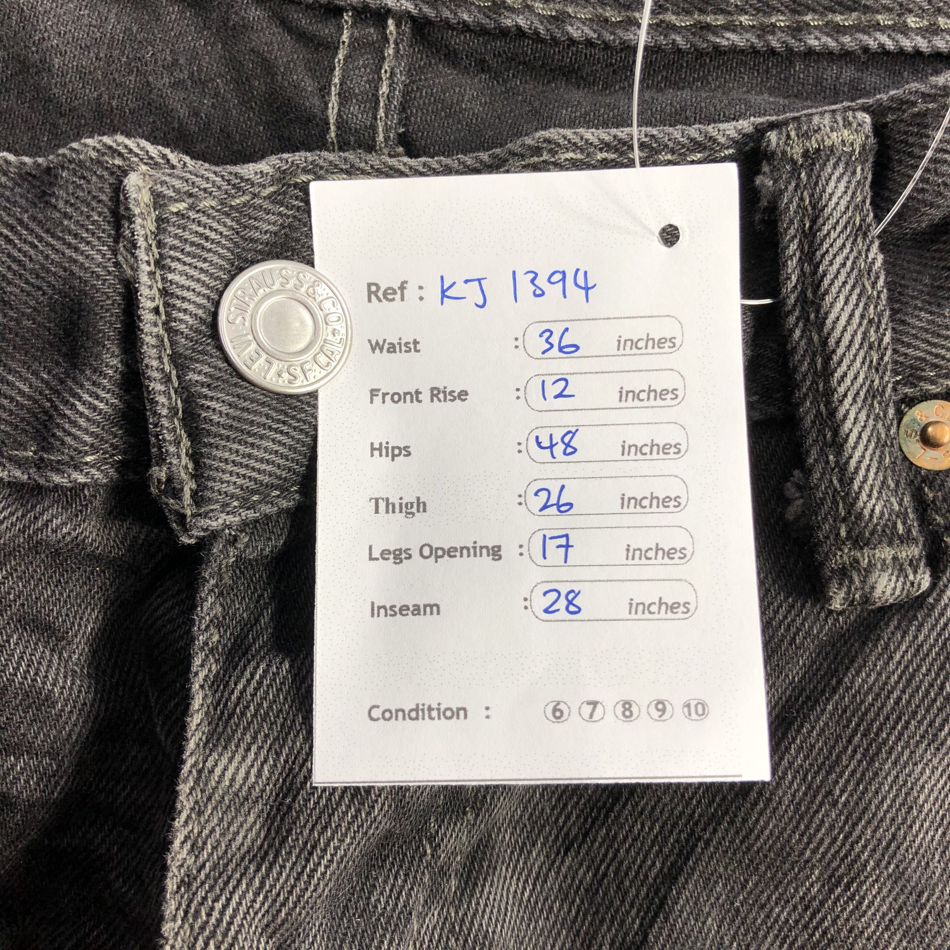 Levi's Vintage Levis 505 Jeans Faded Black Denim KJ1394 Size US 36 / EU 52 - 9 Thumbnail