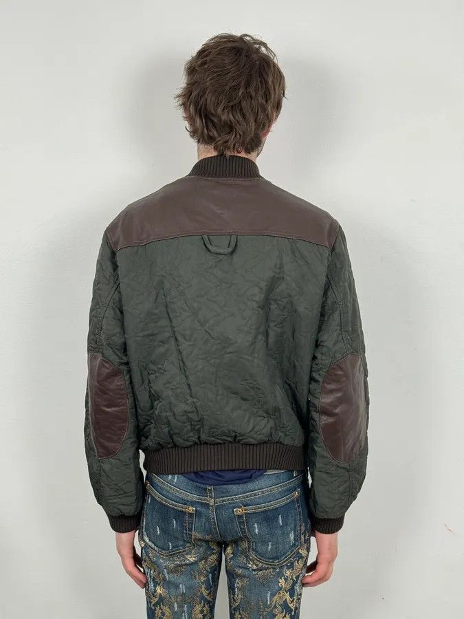 Dolce & Gabbana AW2001 Dolce & Gabbana Quilted Olive Hybrid Leather Bomber Jacket Size US M / EU 48-50 / 2 - 3 Thumbnail