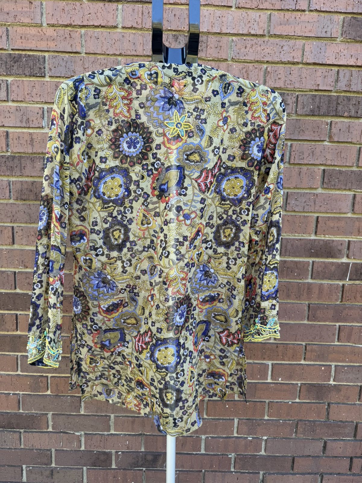 Other Raj Silk Boho Floral Flower Tunic Top Embellished Beaded Size M / US 6-8 / IT 42-44 - 12 Thumbnail