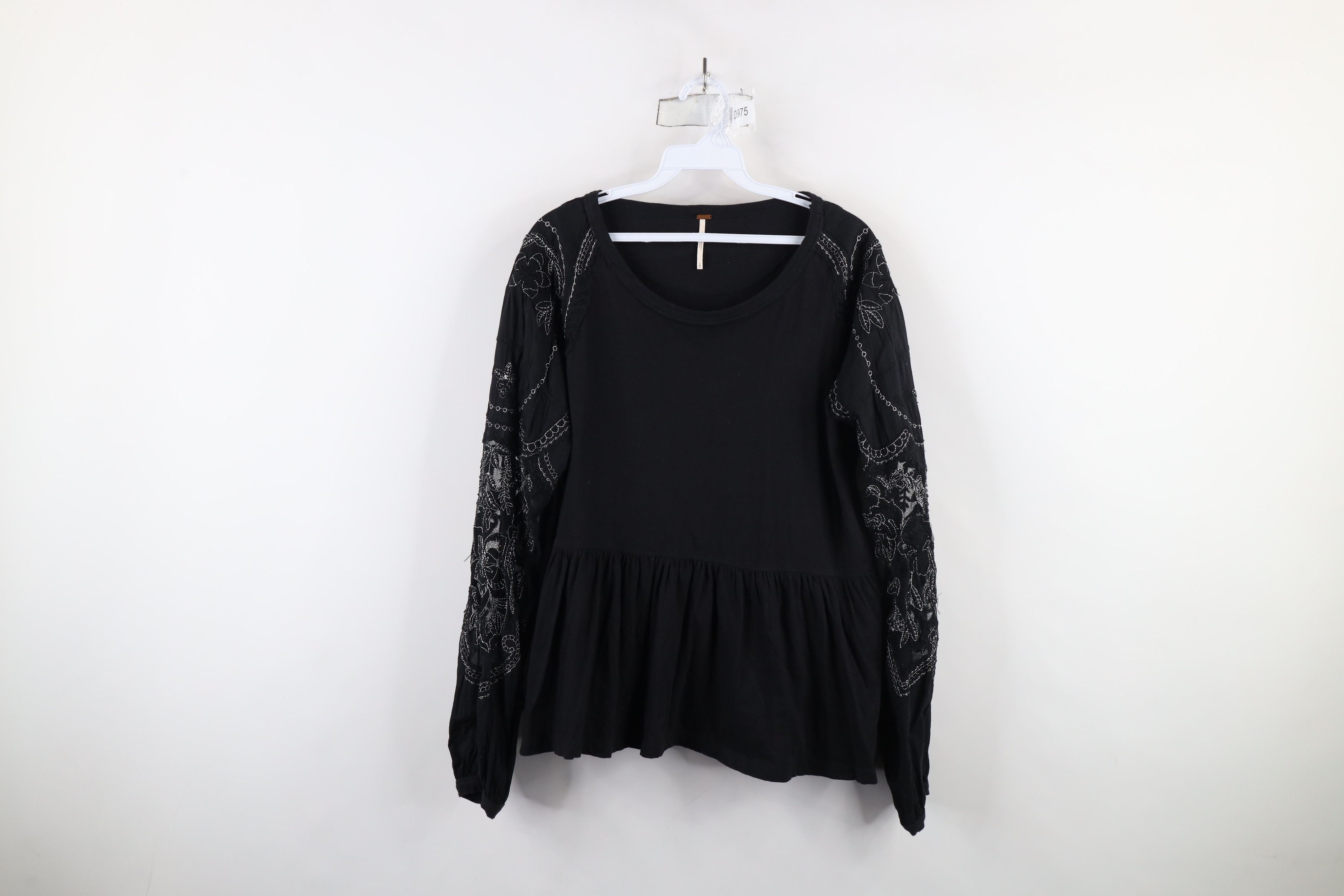 Free People × Vintage Free People Chic Ruffled Lace Flower Puff Sleeve Shirt Top Size S / US 4 / IT 40 - 1 Thumbnail
