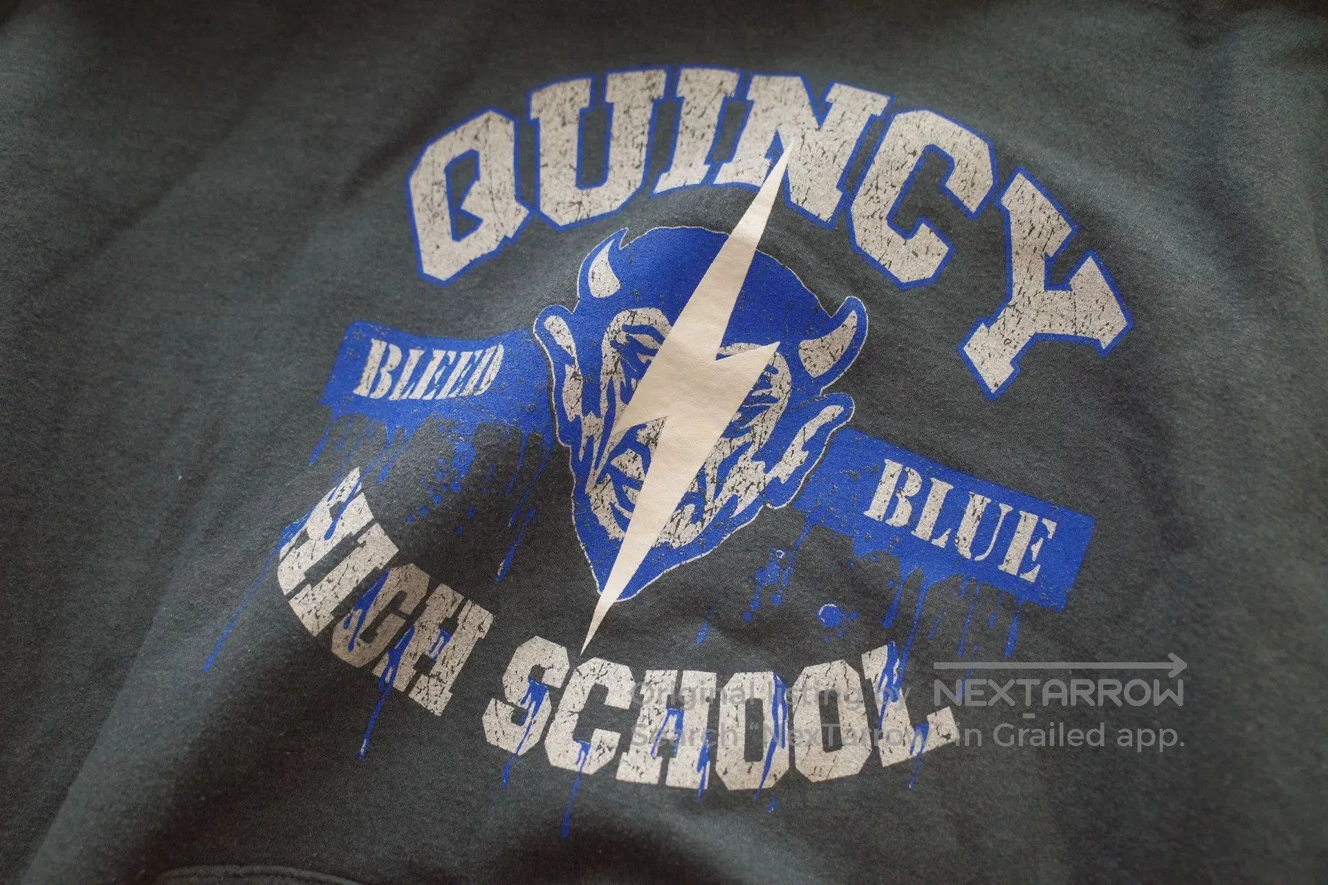 Vintage Vintage Gildan 90s Washed Blue Lightning Hoodie. Size US M / EU 48-50 / 2 - 4 Thumbnail