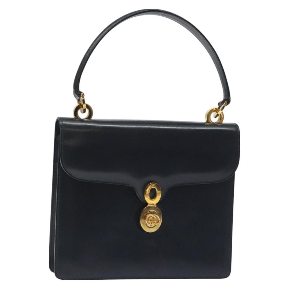 Gucci GUCCI Hand Bag Leather Navy Gold Size ONE SIZE - 1 Thumbnail