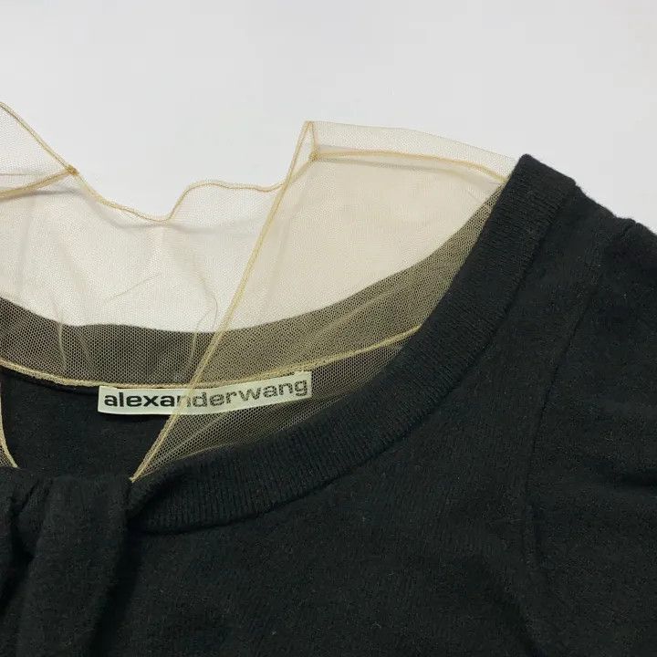 Alexander Wang Alexander Wang Black Sheer Neckline Crop Sweater - Size S / US 4 / IT 40 - 4 Thumbnail