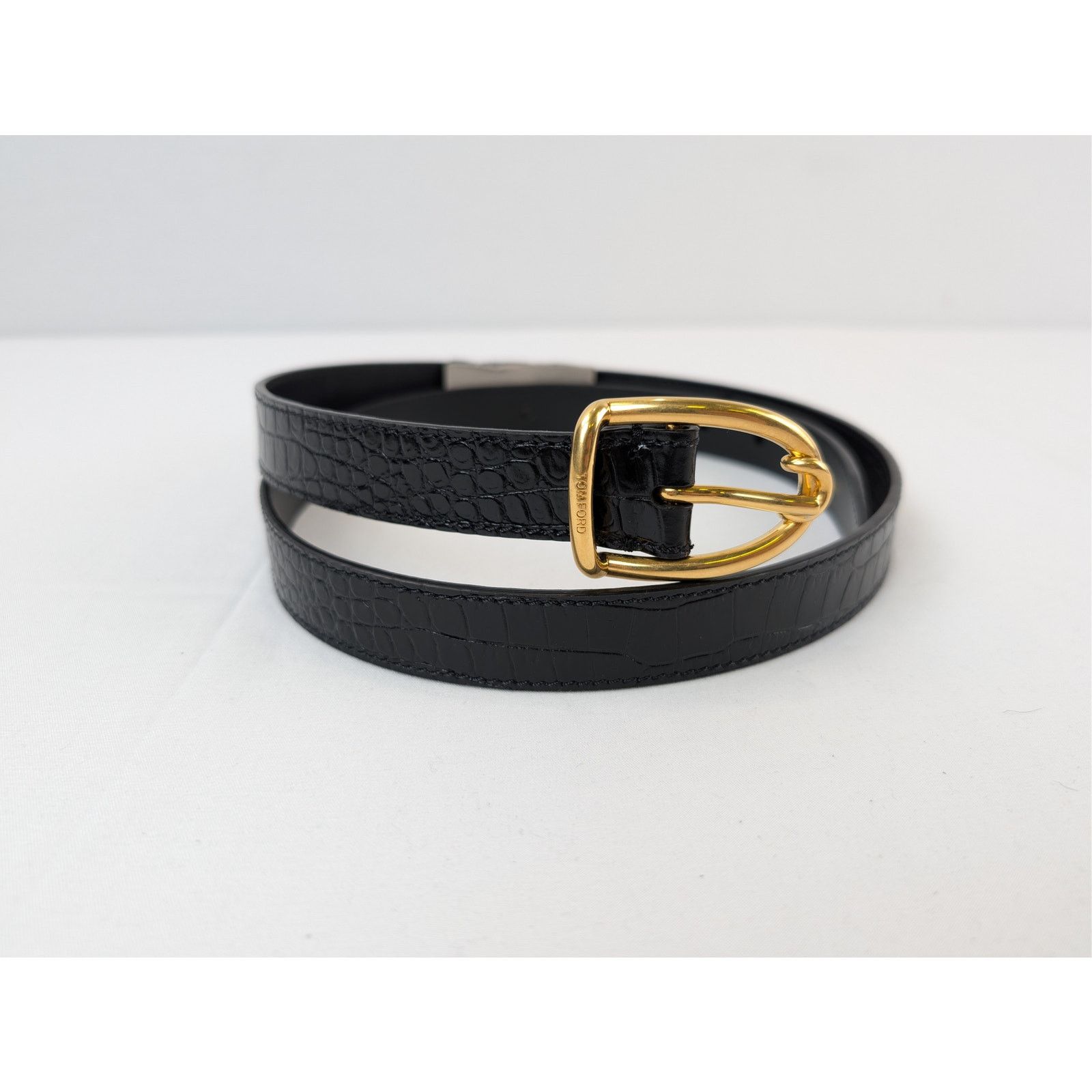 Tom Ford o1rshd1 Size: 95 / crocodile-embossed patent leather belt Size 38 - 17 Thumbnail