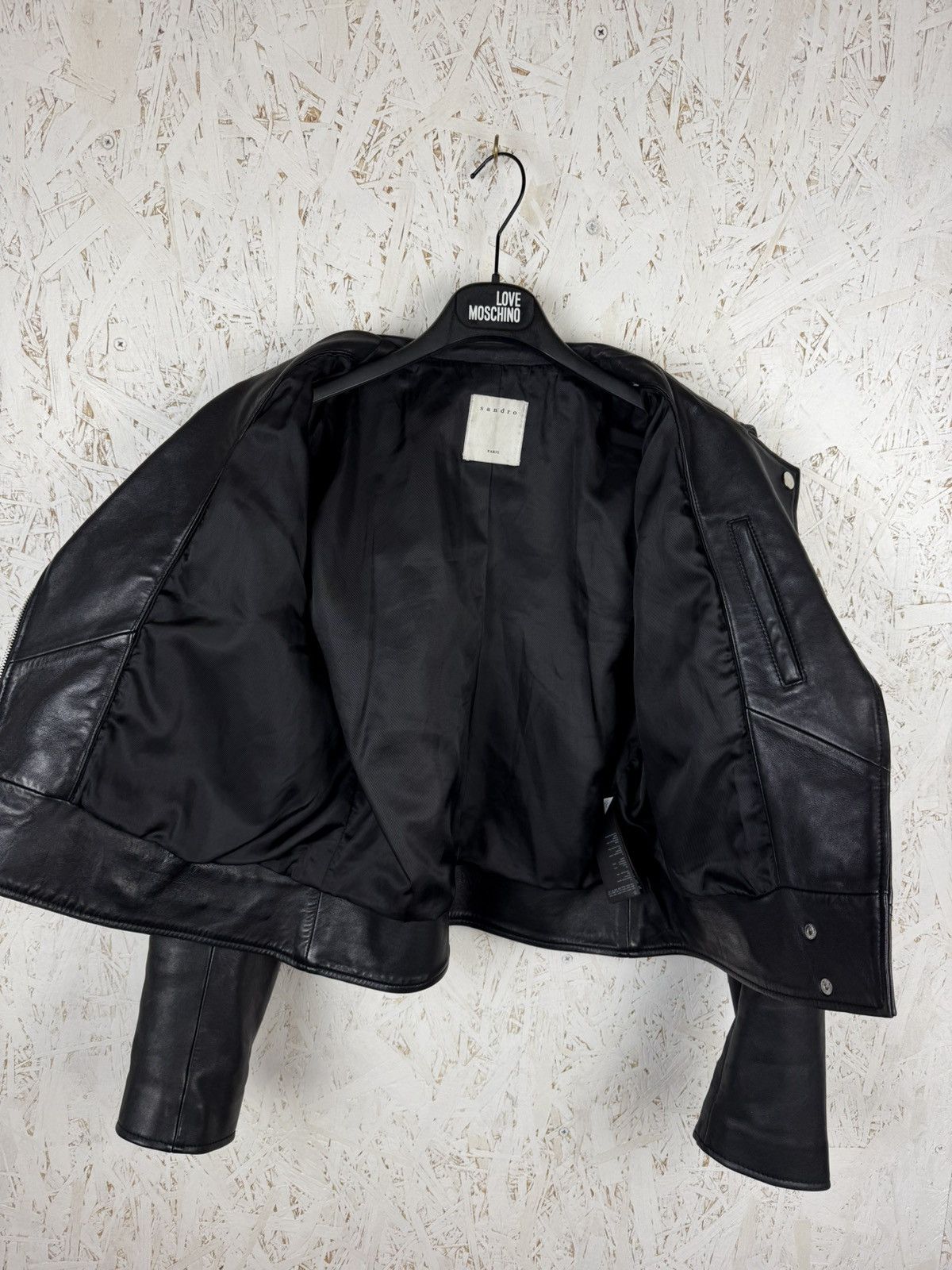 Sandro Sandro Paris Lambskin Black Biker Leather Jacket Size 4 Size L / US 10 / IT 46 - 10 Thumbnail