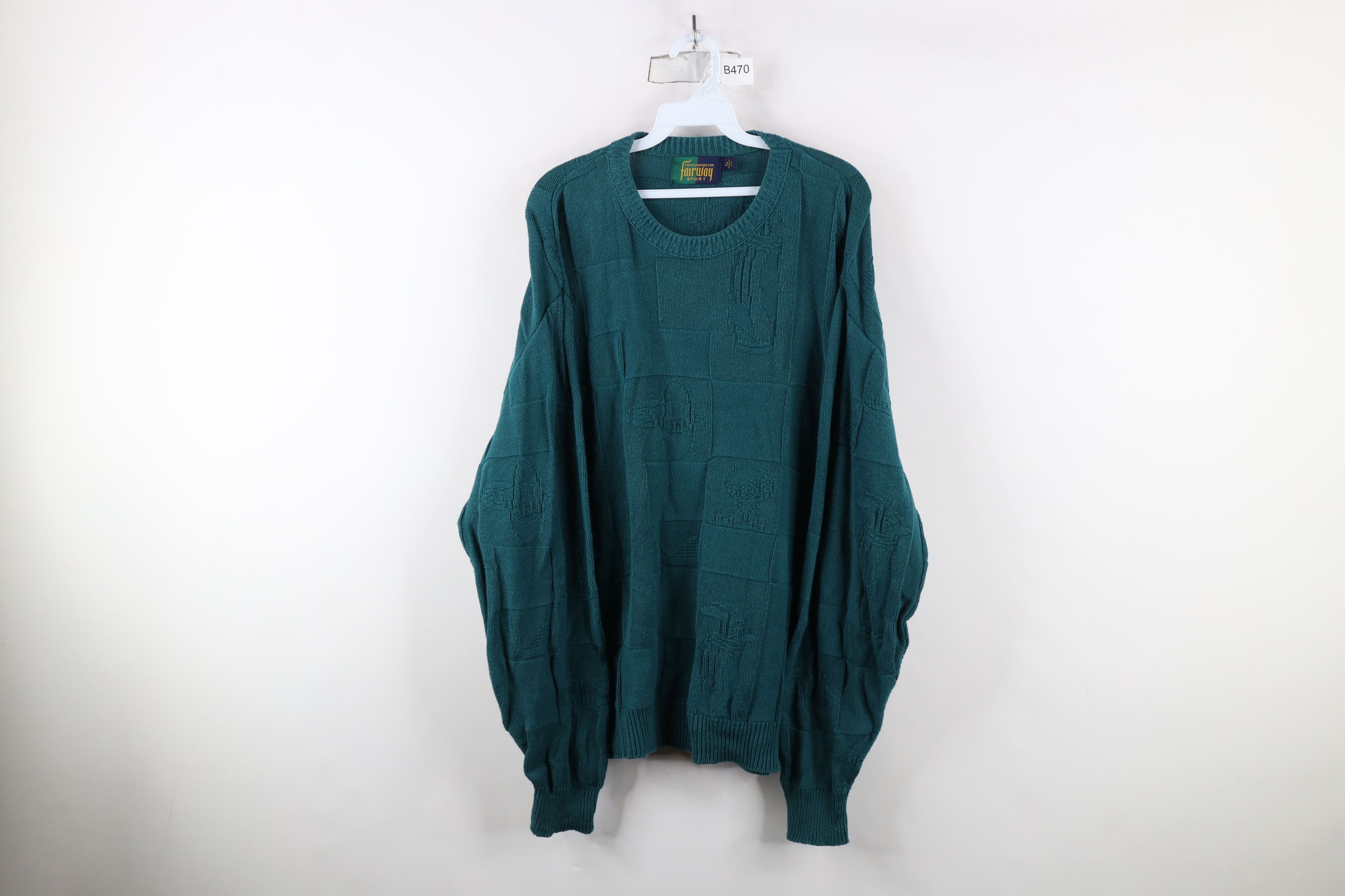 Vintage Vintage 90s Streetwear Abstract Print Golf Knit Sweater USA Size US XL / EU 56 / 4 - 1 Thumbnail