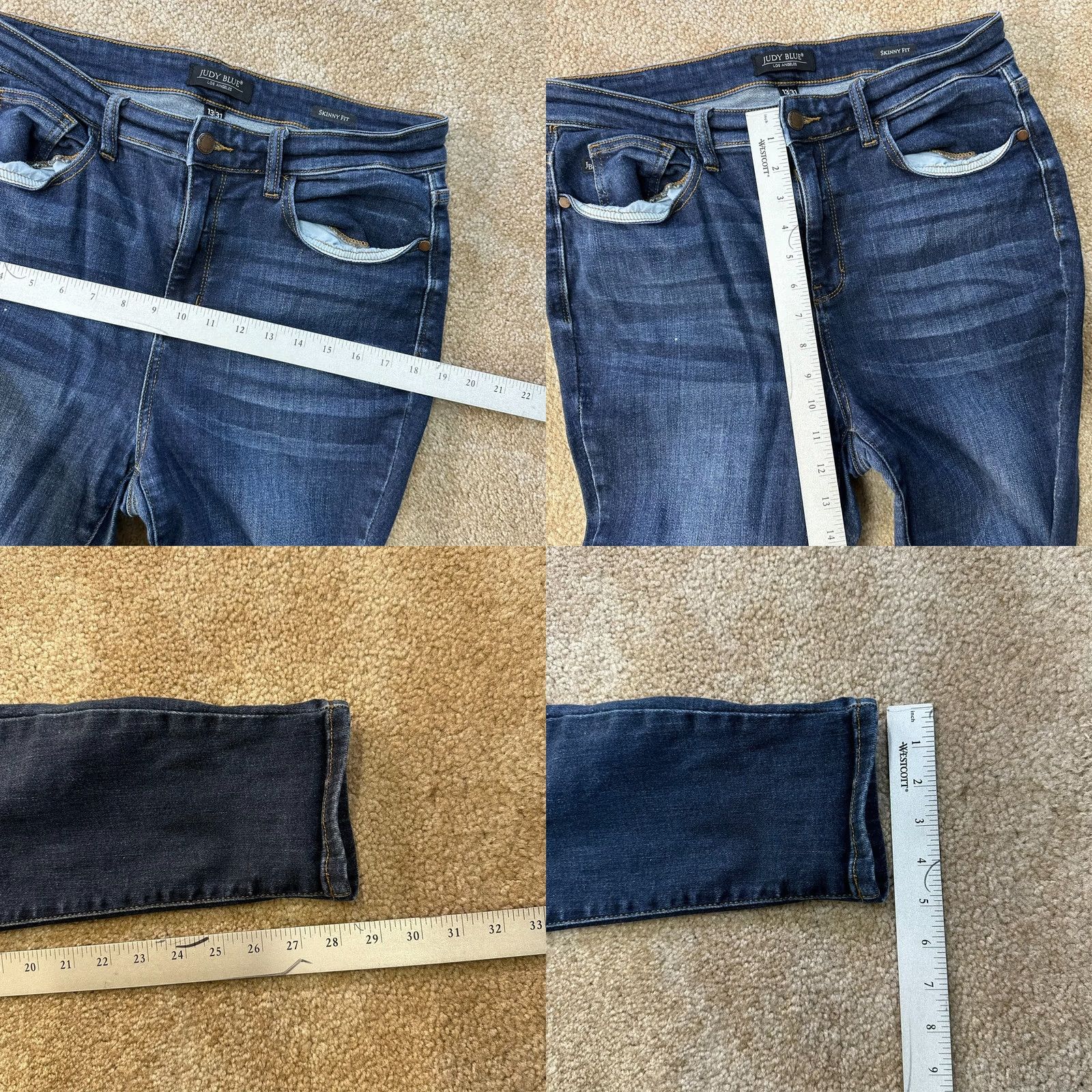 Vintage Judy Blue Jeans Women's 13/31 Skinny High Rise Denim 5-Pocket Stretch Blue Denim Casual Pants (Juniors) Mens Womens Size 34" / US 12 / IT 48 - 8 Thumbnail