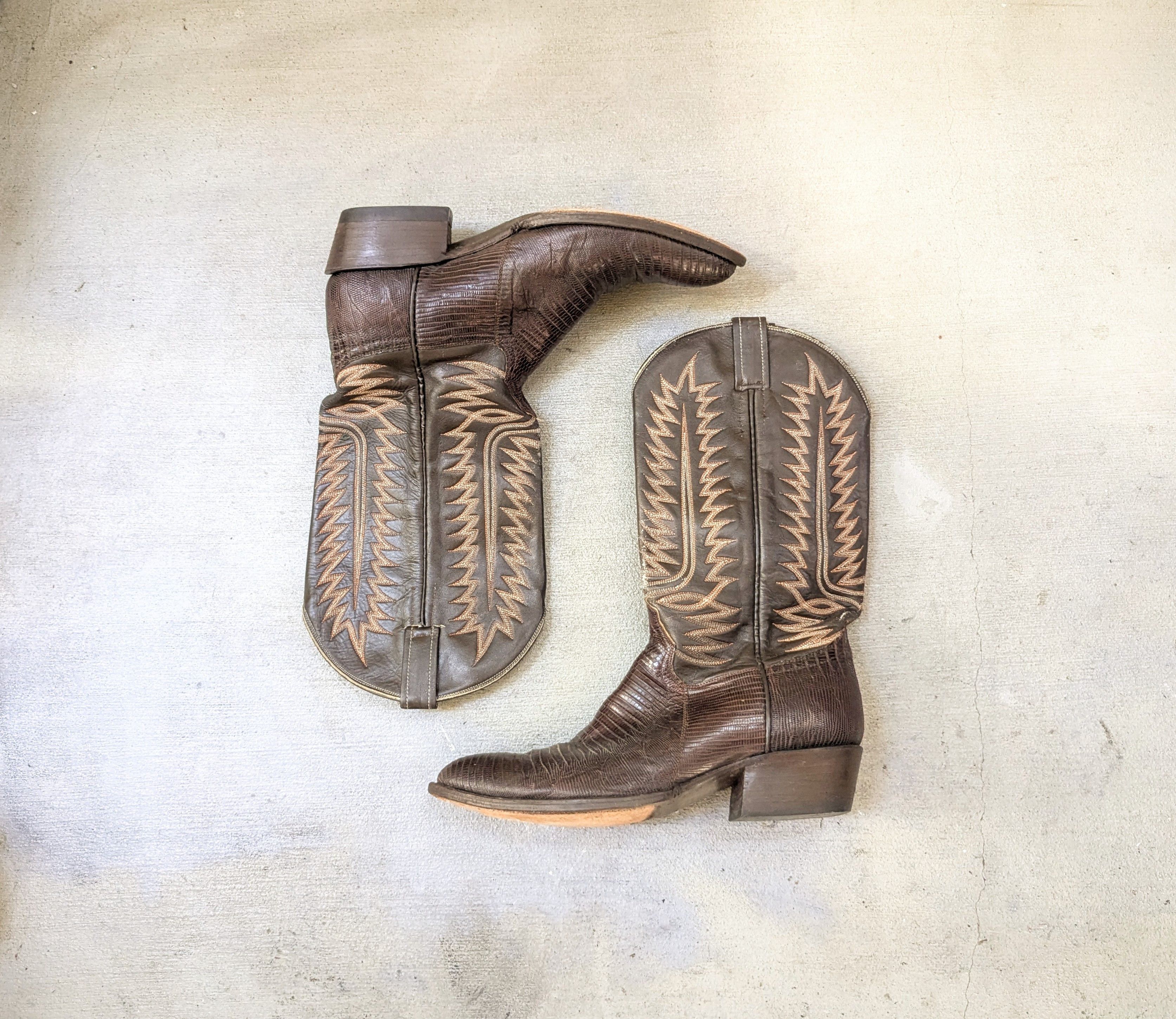 Cowtown Cowboy Boots Brown 11.5 Lizard Leather USA Western