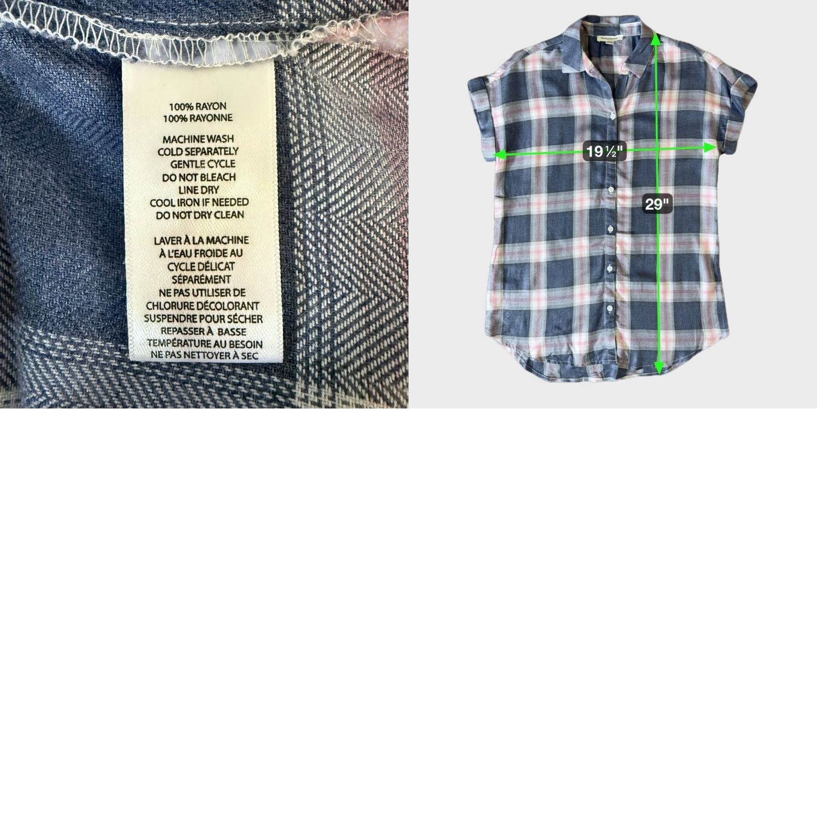 Vintage Beach Lunch Lounge Shirt Women's XS Blue Travel Coastal Vacation Button-Up Plaid Size XS / US 0-2 / IT 36-38 - 8 Thumbnail