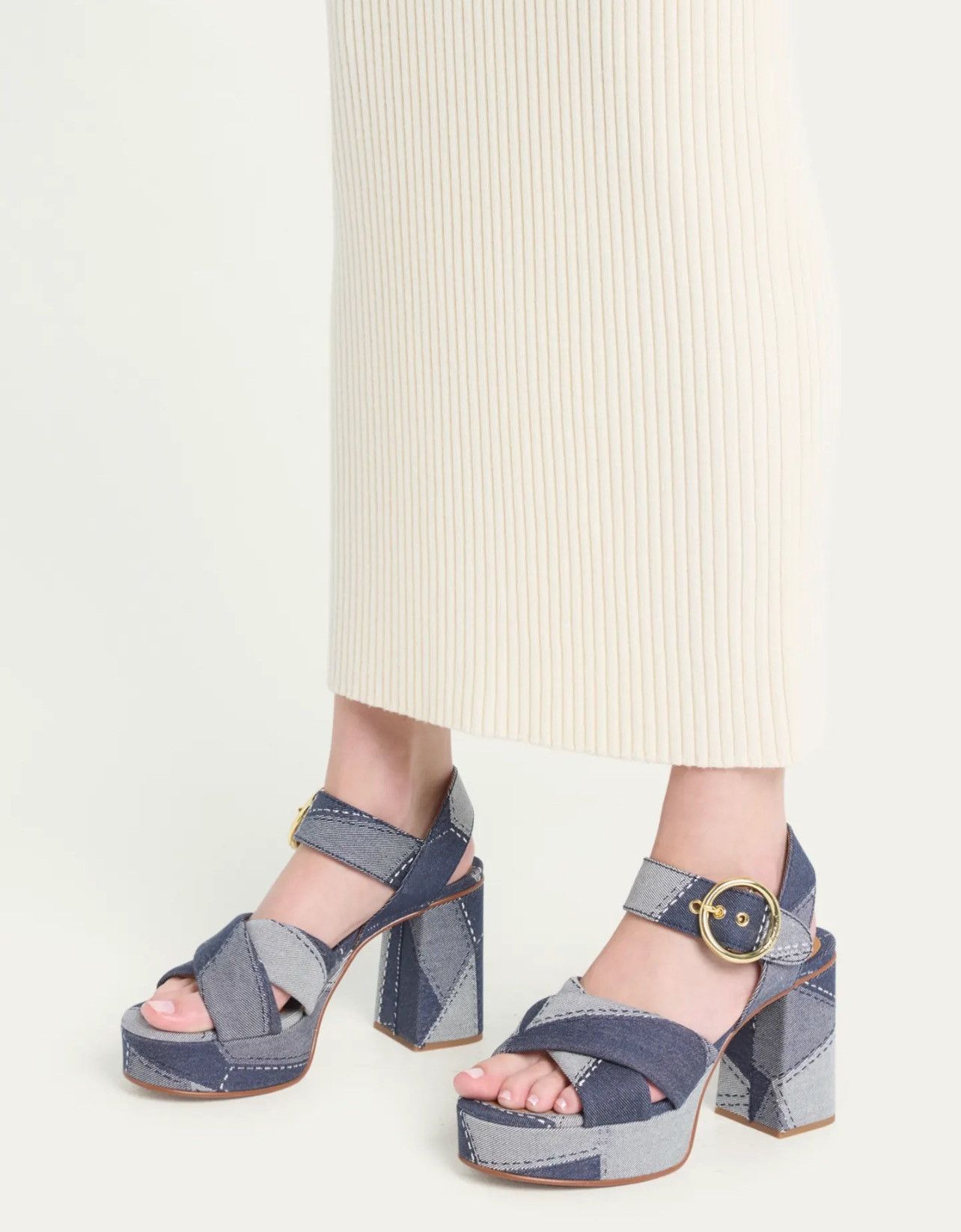 See by Chloe See by Chloe Joei Patchwork Denim Platform Sandals size 39 Size US 9 / IT 39 - 2 Thumbnail
