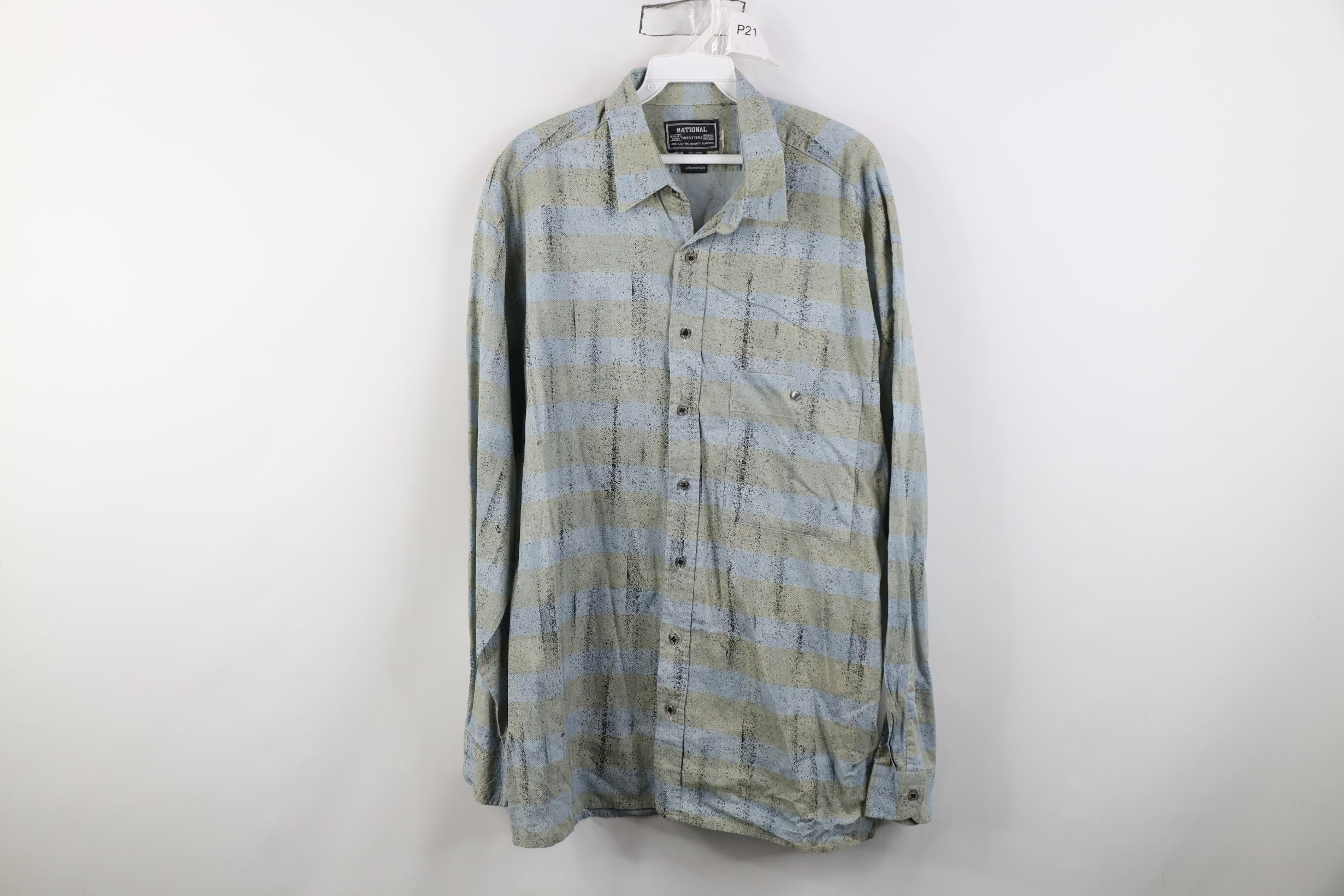 Vintage Vintage 90s Streetwear Fleck Striped Collared Button Shirt Size US L / EU 52-54 / 3 - 1 Thumbnail