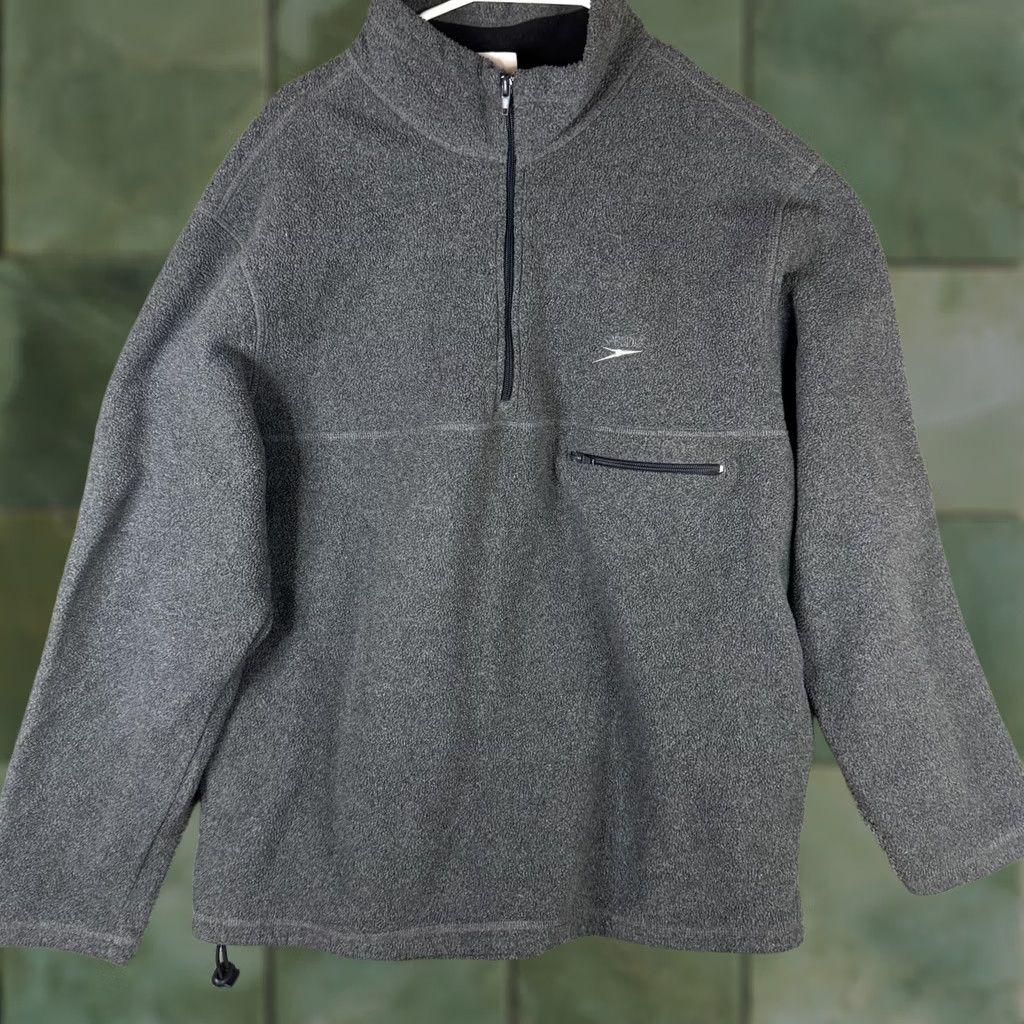 Speedo Speedo Jacket Mens XL Gray 1/4 Zip Fleece Collar Pocket Adjustable Hem Pullover Size US XL / EU 56 / 4 - 1 Thumbnail