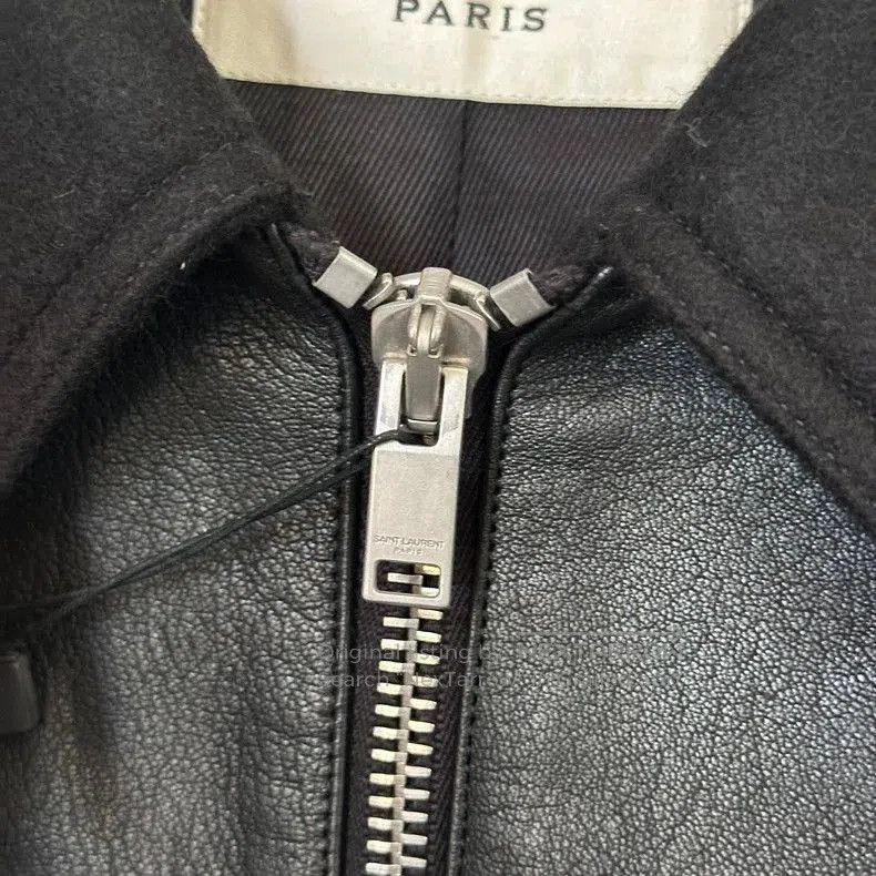 Hedi Slimane Saint Laurent Wool Leather Trim Jacket Size US M / EU 48-50 / 2 - 6 Thumbnail