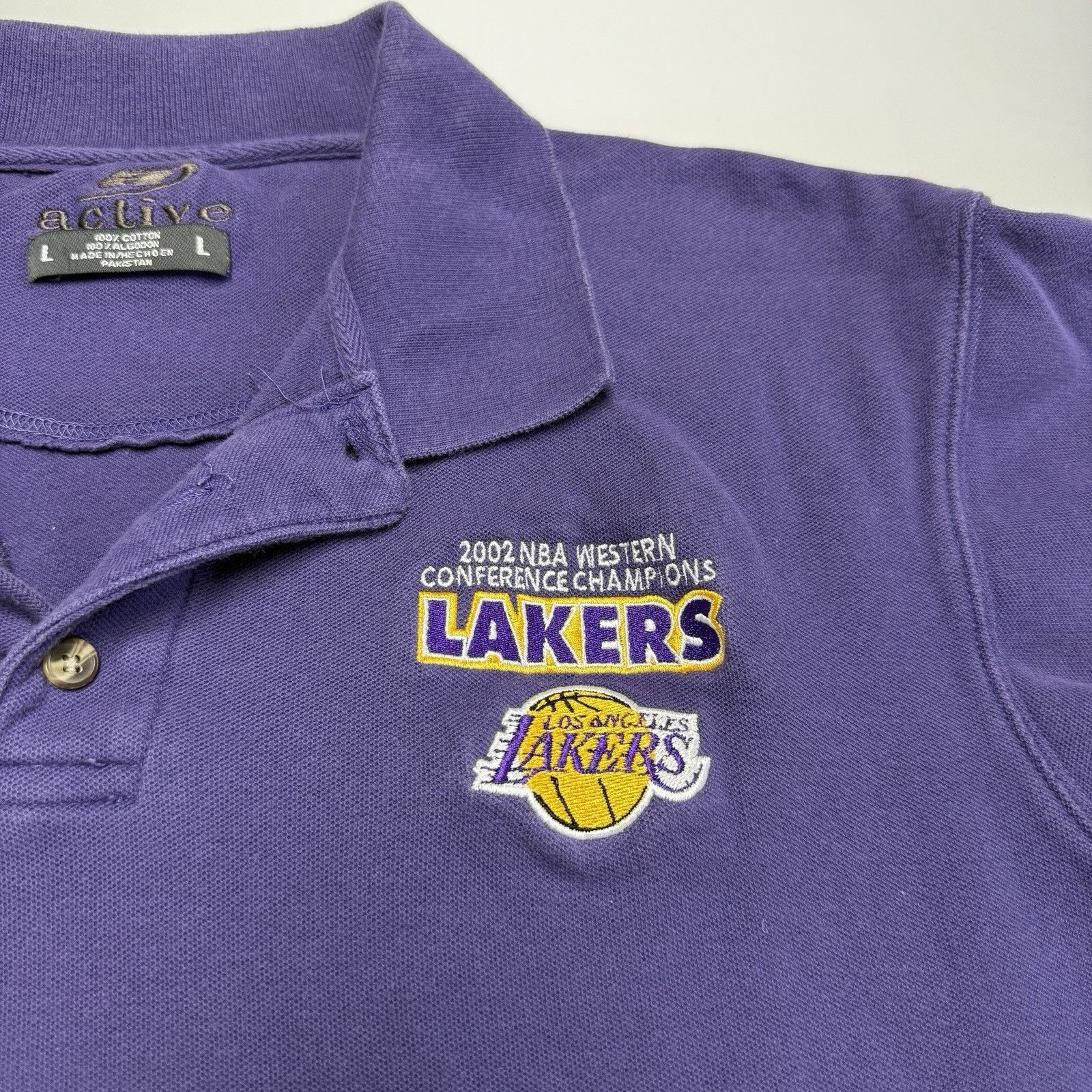Vintage Vintage Los Angeles Lakers 2002 Western Champions Polo Shirt Size US L / EU 52-54 / 3 - 3 Thumbnail