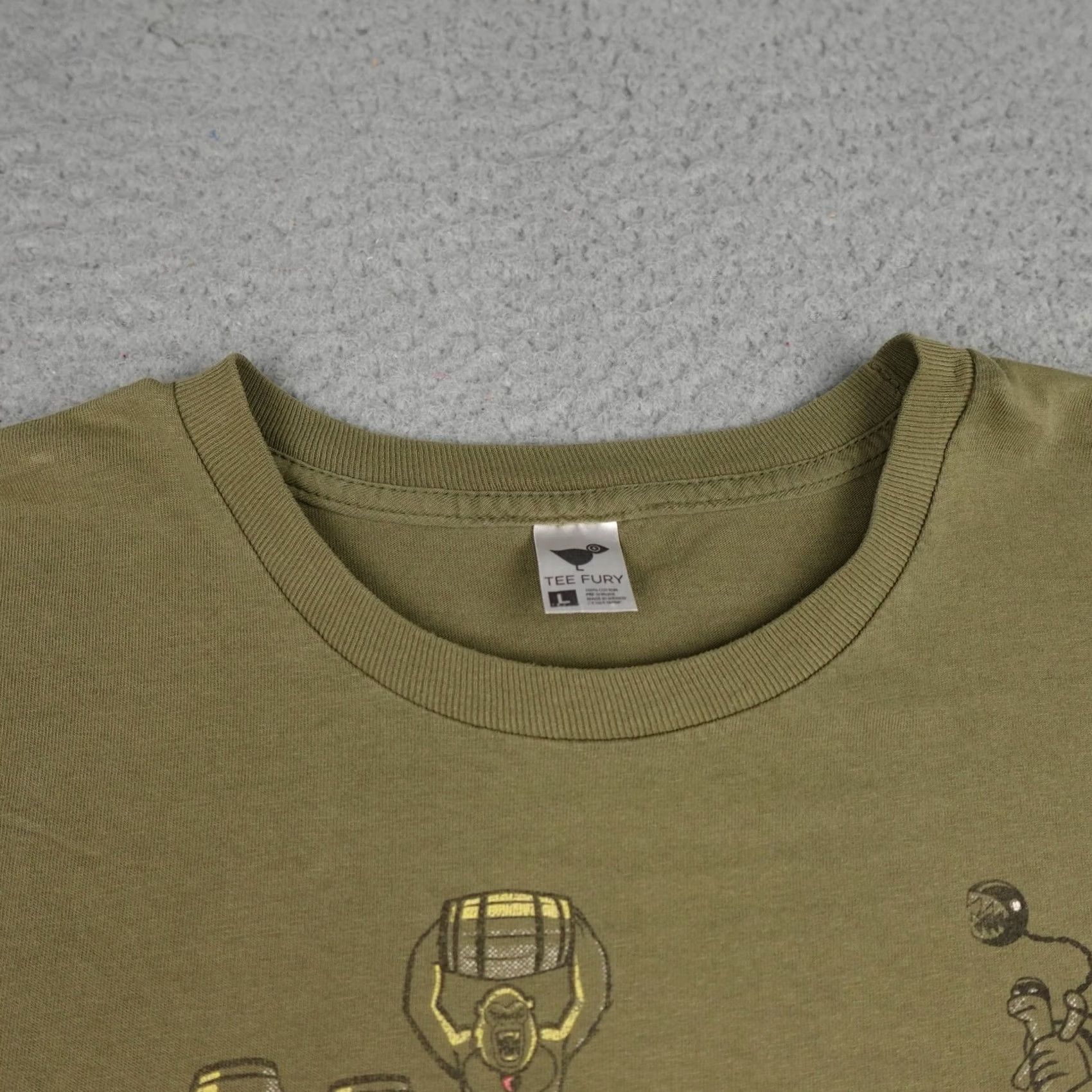 Olive TeeFury Kill Bill Princess Peach Shirt Mens Large Olive Green Mario Parody Tee Shirt Size US L / EU 52-54 / 3 - 5 Thumbnail
