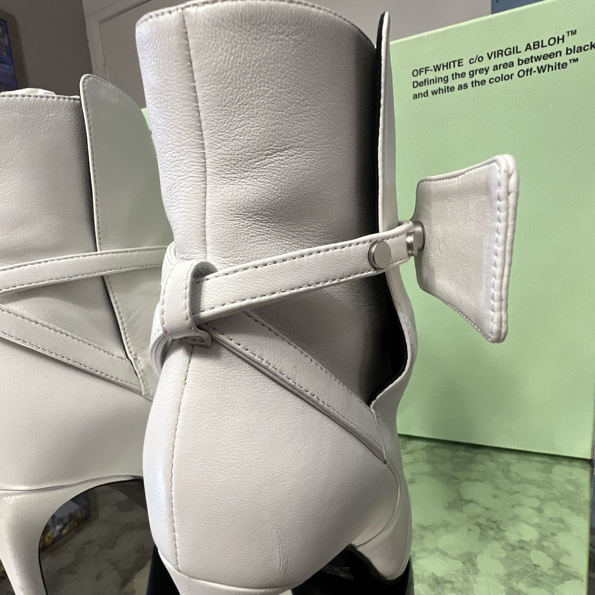 Off-White × Virgil Abloh Off-White Virgil Abloh Leather Zip Tie Pointed Toe Bootie 36 Size US 5.5 / IT 35.5 - 13 Thumbnail