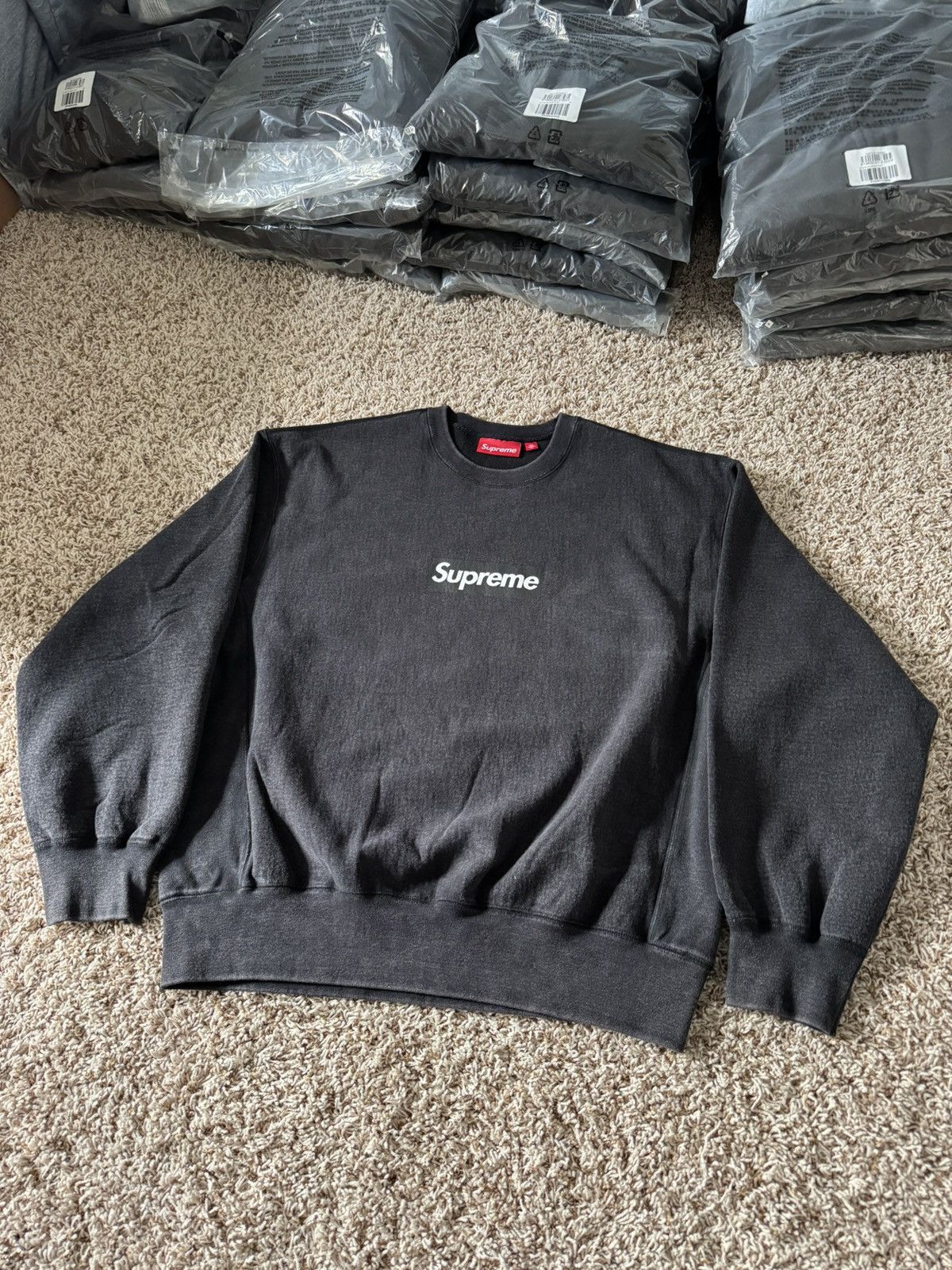 Supreme Washed Box Logo Crewneck Black L