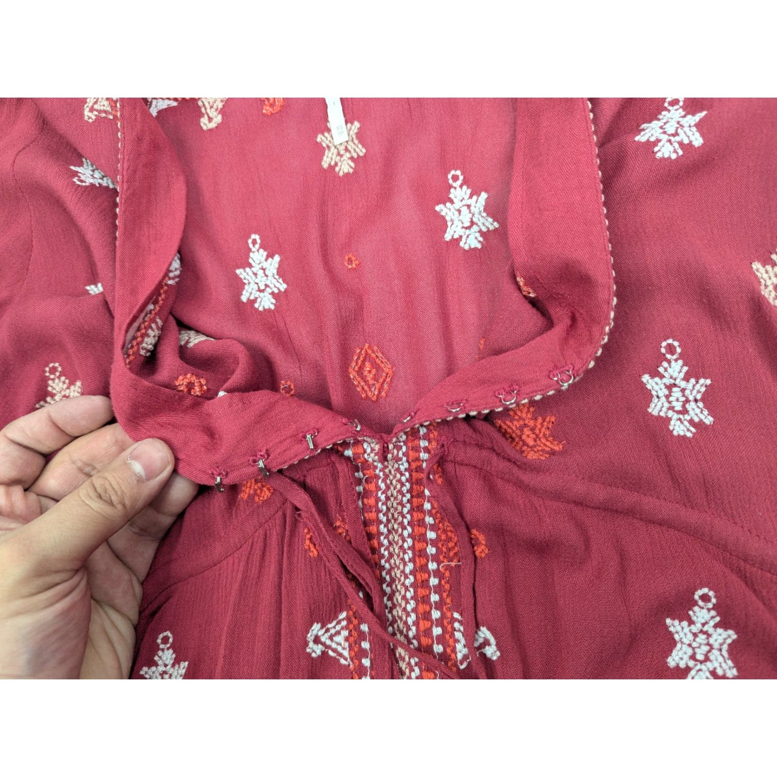 Free People Free People Stargazer Embroidered Mini Dress Women XS Red Bohemian Size XS / US 0-2 / IT 36-38 - 7 Thumbnail