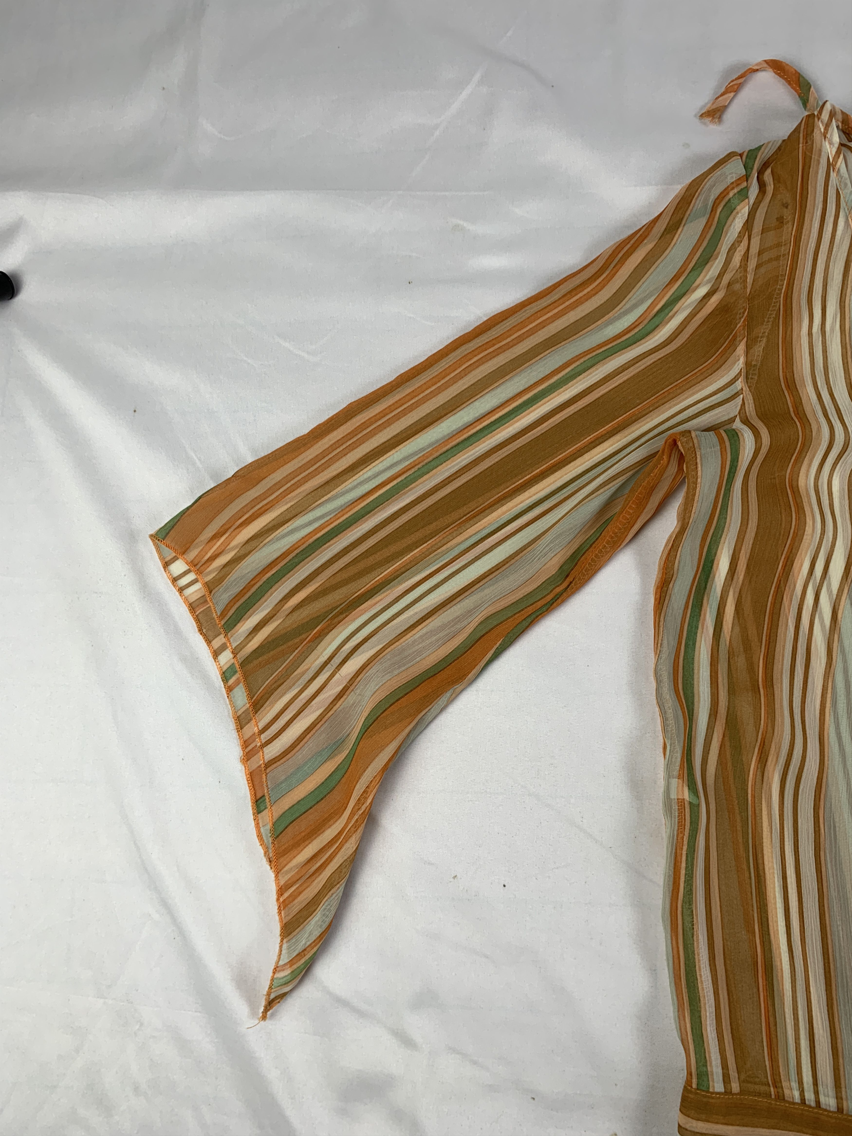 Japanese Brand 2000s Stripes Lace Ribbon Mesh Blouse (M) Size M / US 6-8 / IT 42-44 - 4 Thumbnail