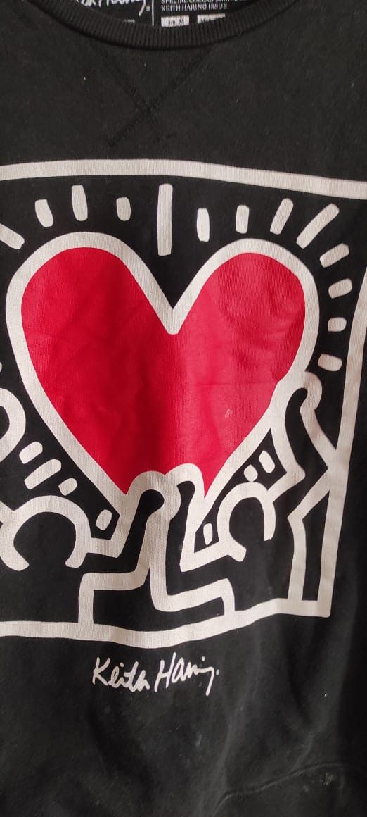 Keith Haring × Pull & Bear KEITH HARING SWEATSHIRT Dancing Heart Graphic Pullover Size M / US 6-8 / IT 42-44 - 7 Thumbnail